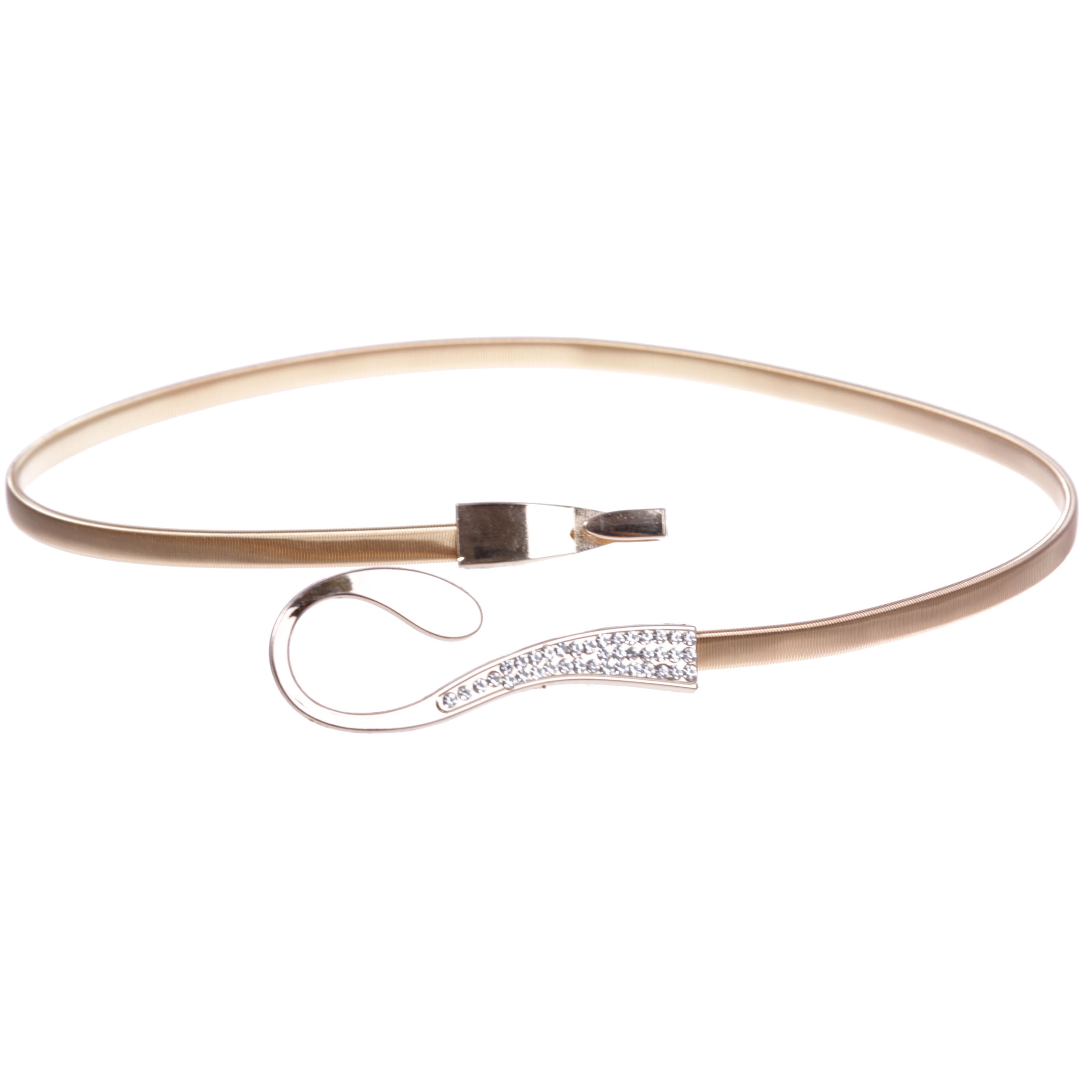 Women's Rhinestone Skinny Elastic Chain Punk Wedding Belt Piece Stretch Waistband - OnlineBelts