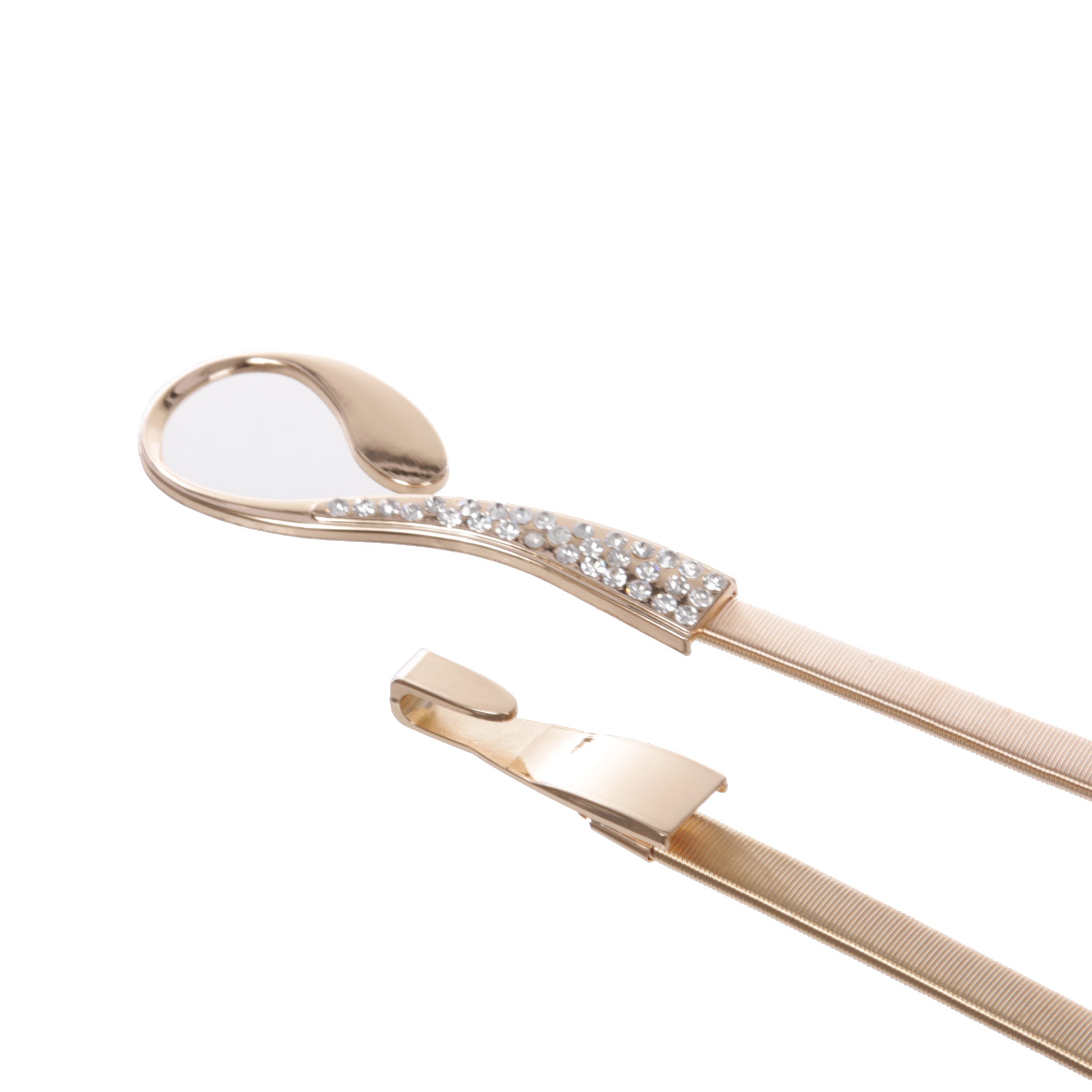 Women's Rhinestone Skinny Elastic Chain Punk Wedding Belt Piece Stretch Waistband - OnlineBelts