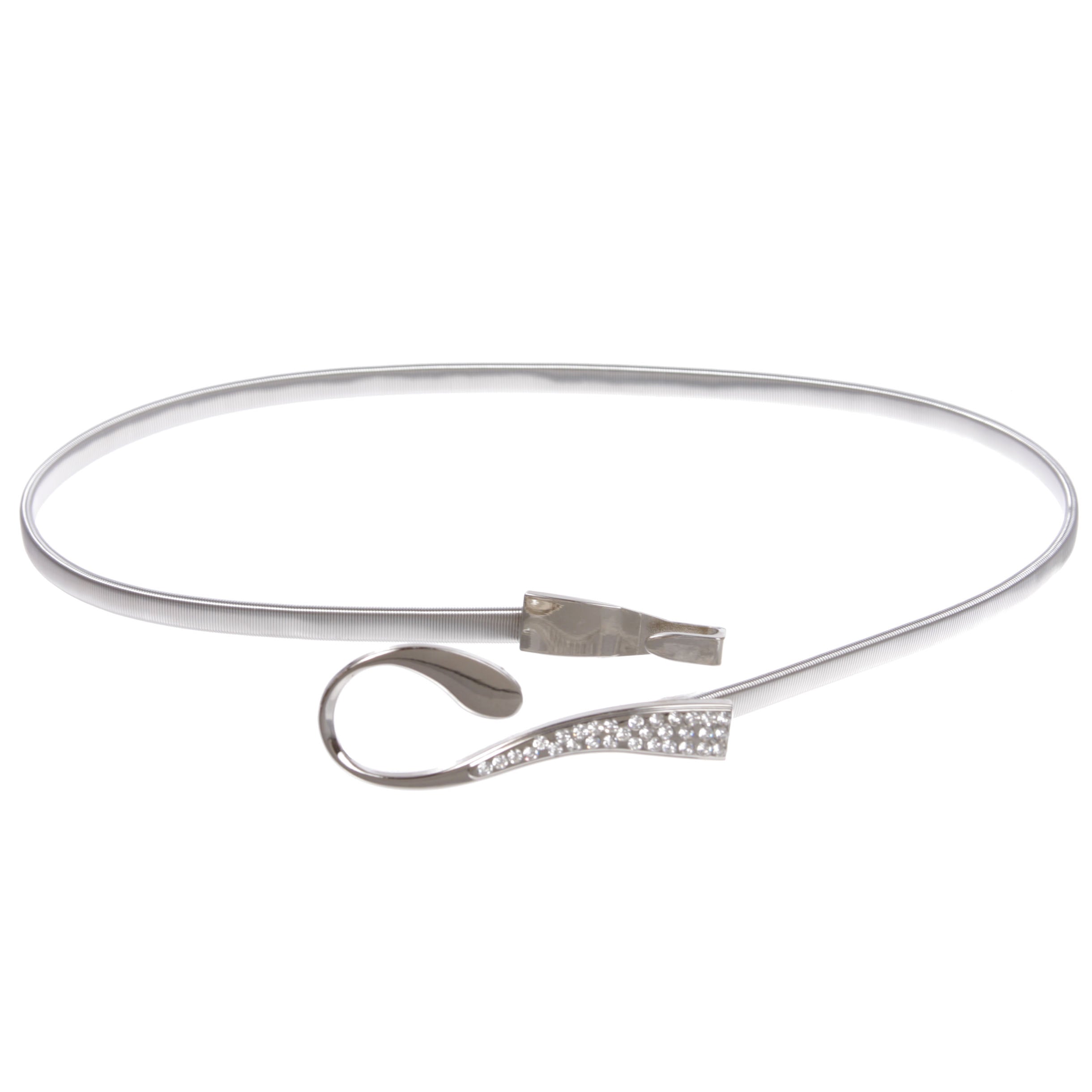 Women's Rhinestone Skinny Elastic Chain Punk Wedding Belt Piece Stretch Waistband - OnlineBelts