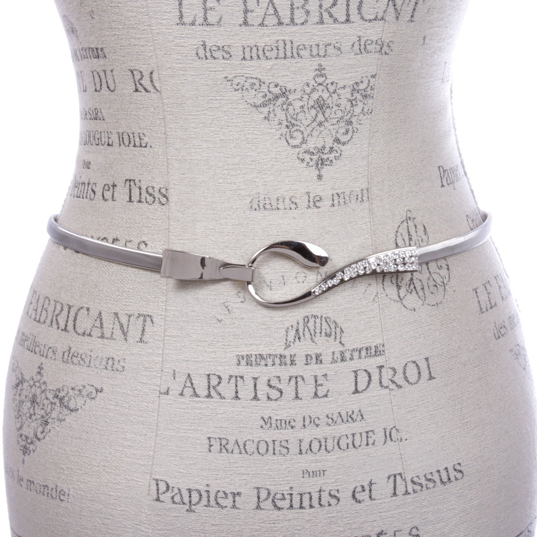 Women's Rhinestone Skinny Elastic Chain Punk Wedding Belt Piece Stretch Waistband - OnlineBelts