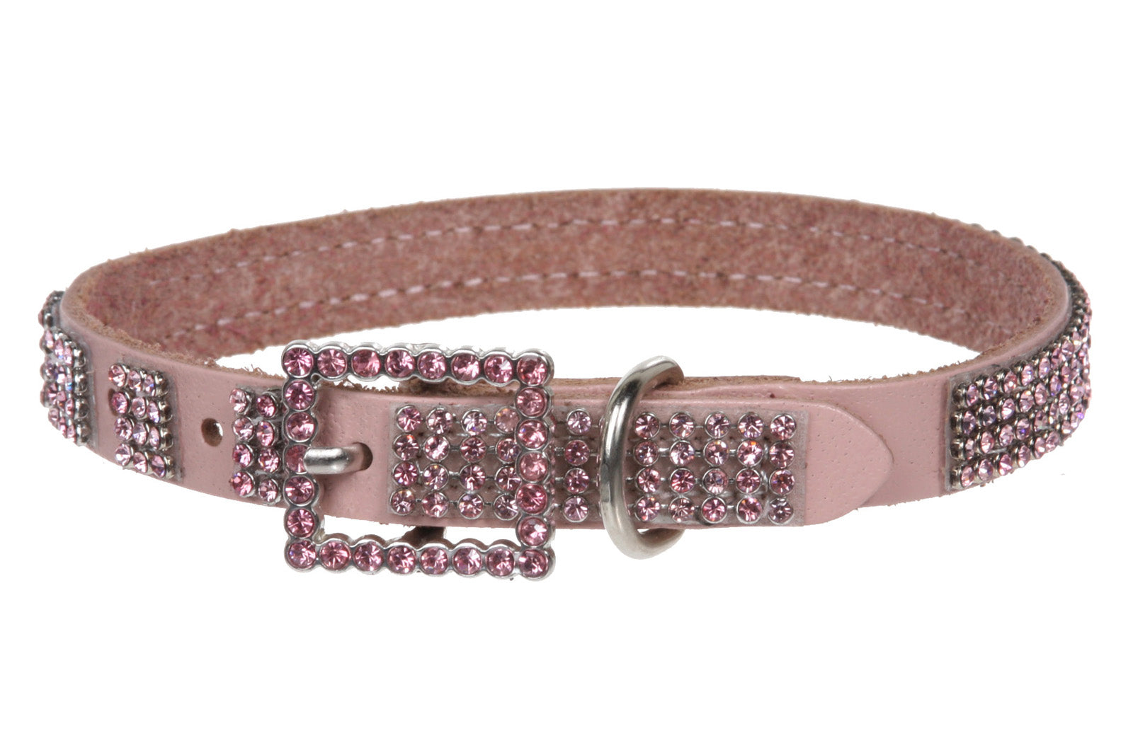 5/8" (15 mm) Genuine Leather Rhinestone Dog Collar - OnlineBelts