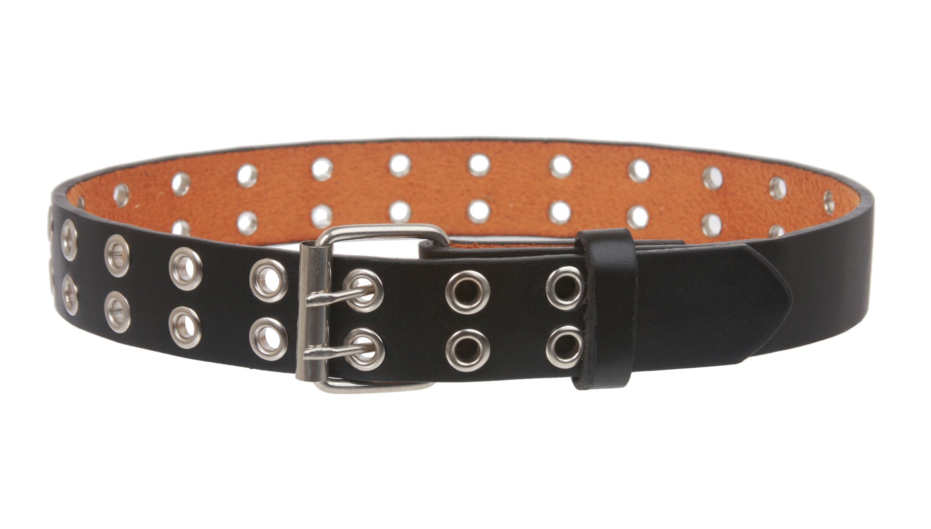 Kids 1" Snap On Two Row Grommets Leather Jean Belt - OnlineBelts