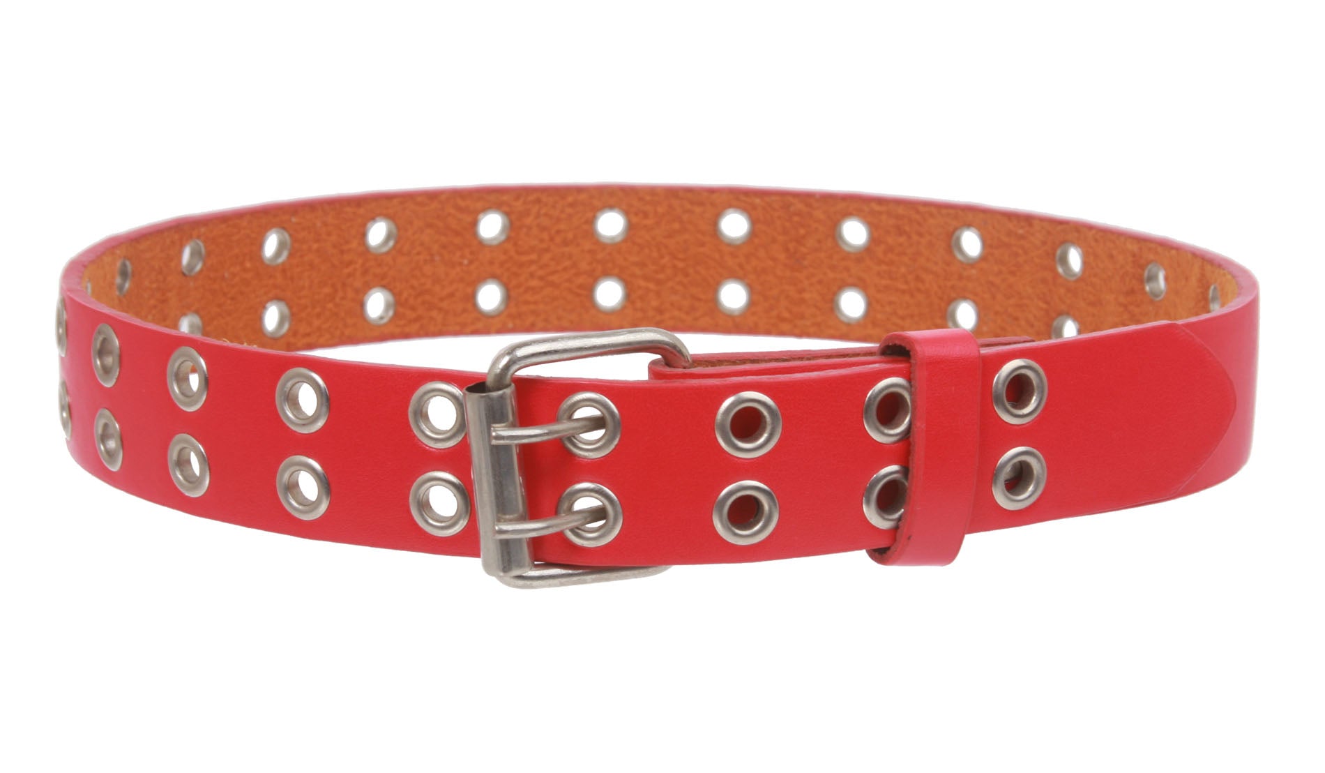 Kids 1" Snap On Two Row Grommets Leather Jean Belt - OnlineBelts