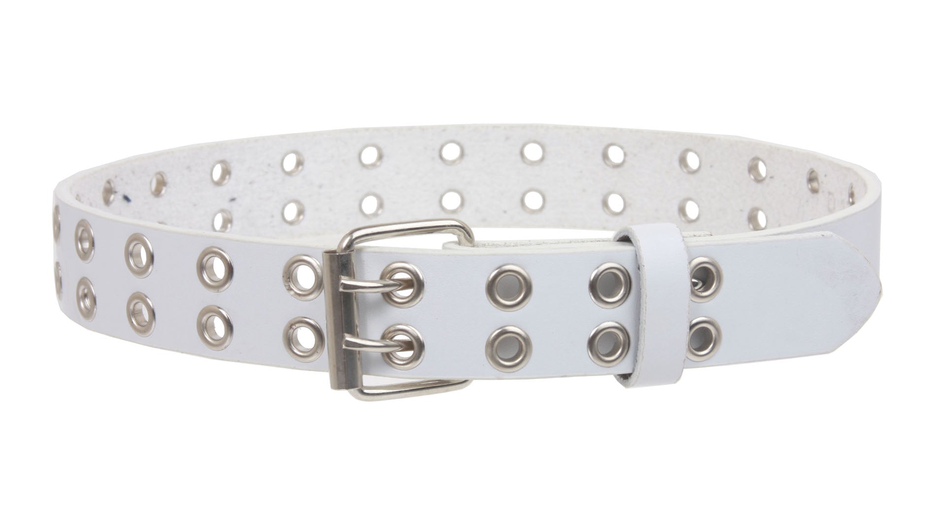 Kids 1" Snap On Two Row Grommets Leather Jean Belt - OnlineBelts