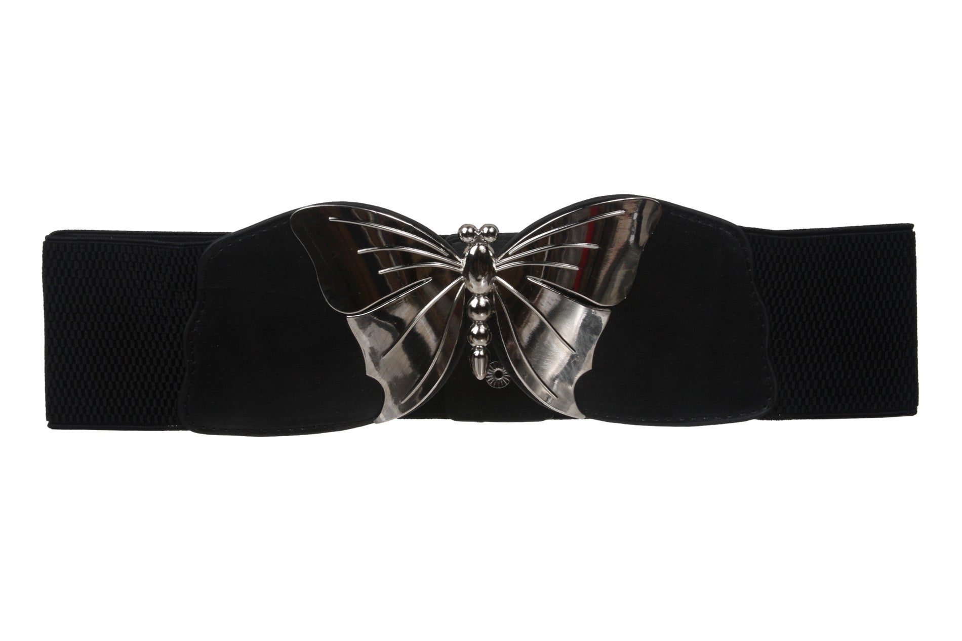 Ladies 3" Wide High Waist Shining butterfly Elastic Belt - OnlineBelts