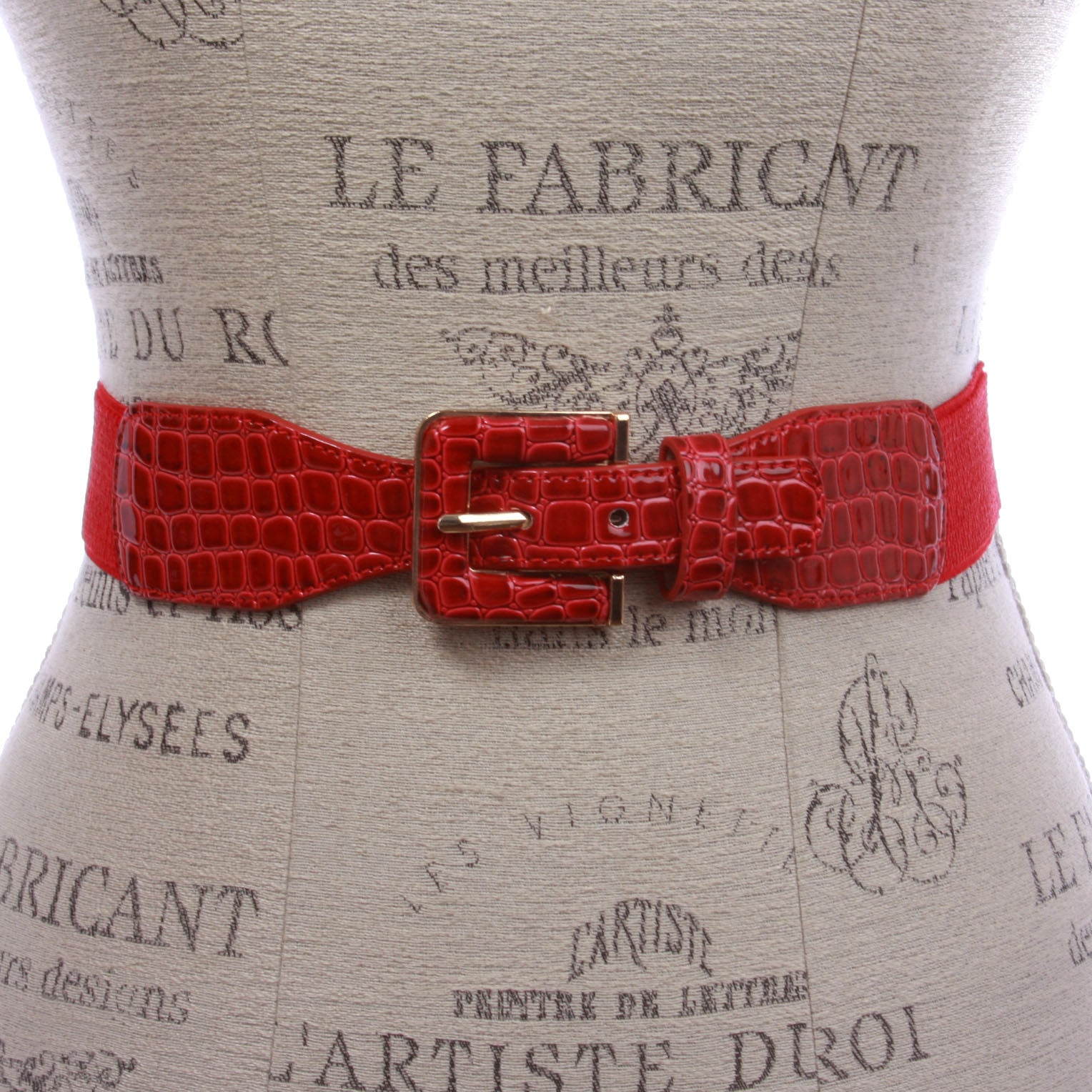 1 1/2" Ladies High Waist Fashion Croco Print Stretch Belt - OnlineBelts