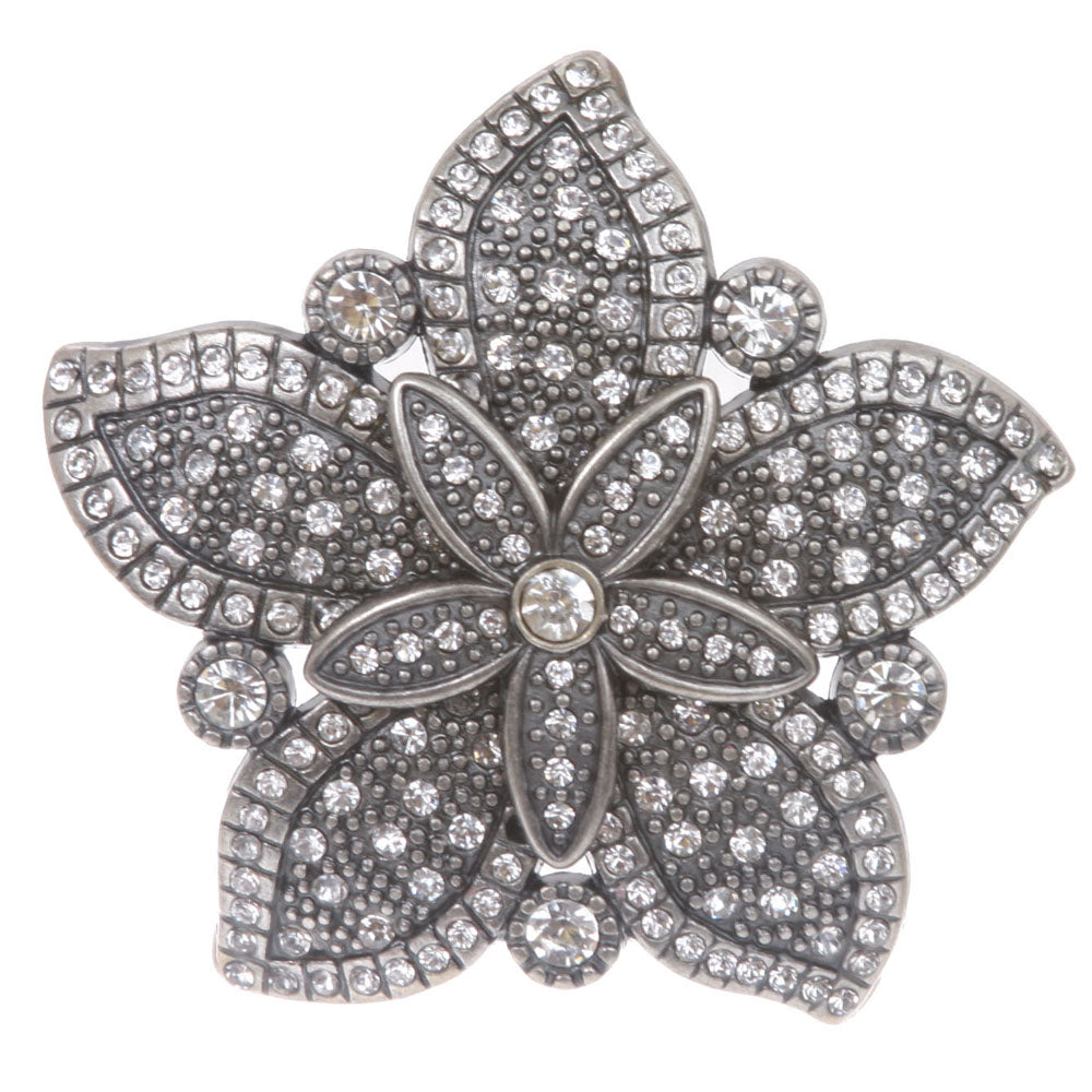 Nickel Free Double Layer Rhinestone Floral Belt Buckle - OnlineBelts