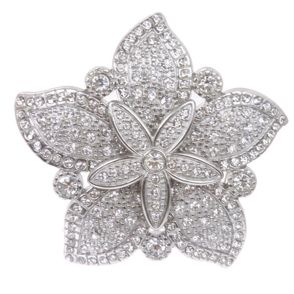 Nickel Free Double Layer Rhinestone Floral Belt Buckle - OnlineBelts