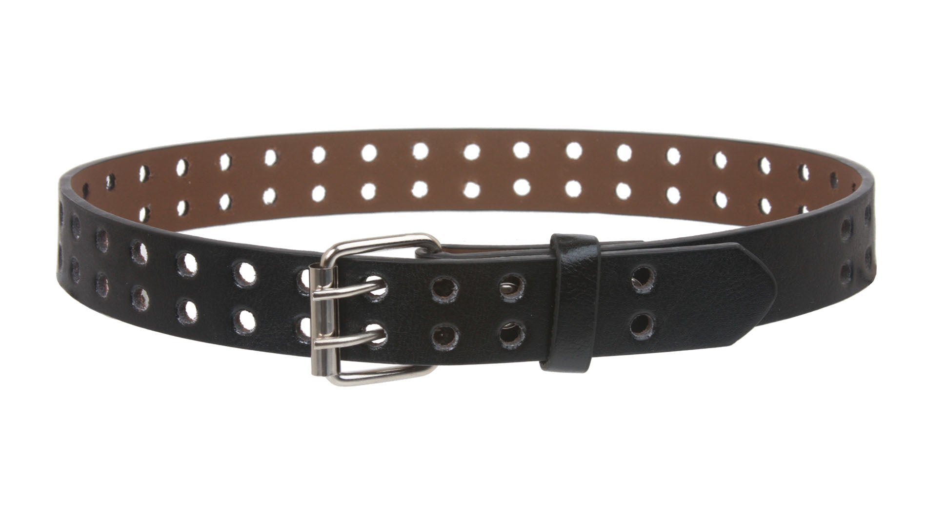 Kids 1" Snap On Two Row Grommets Leather Belt - OnlineBelts