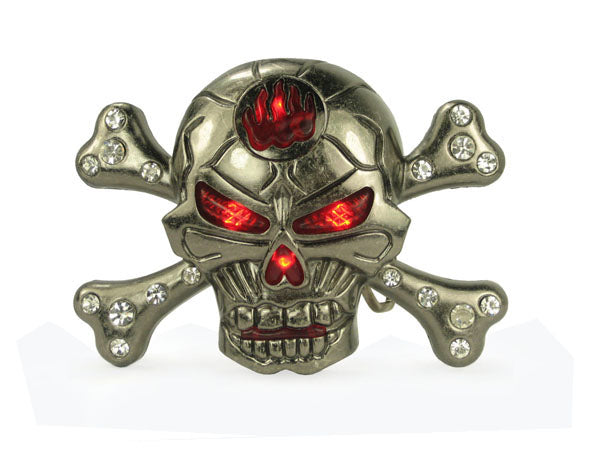 Rhinestone Skull Cross Bone Flash Bing Buckle - OnlineBelts