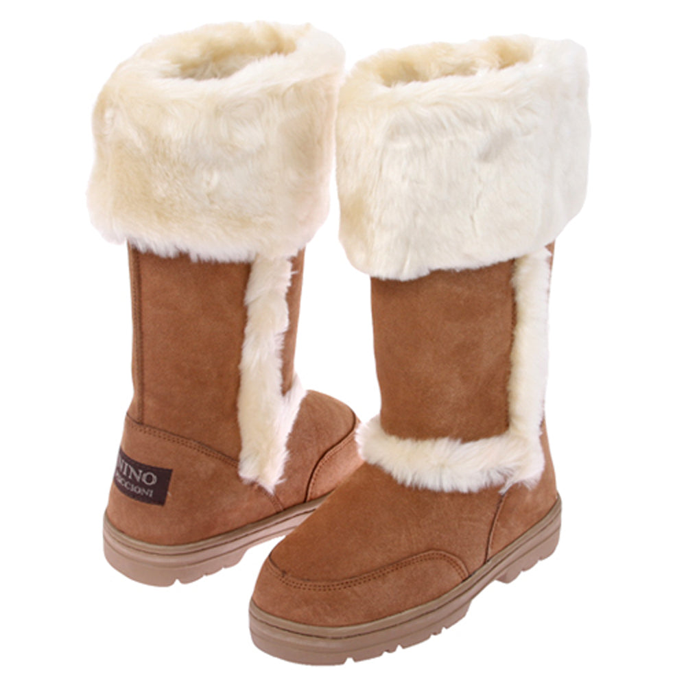 NINO Women's Mid-calf Cowhide Faux Shearling Boot - OnlineBelts