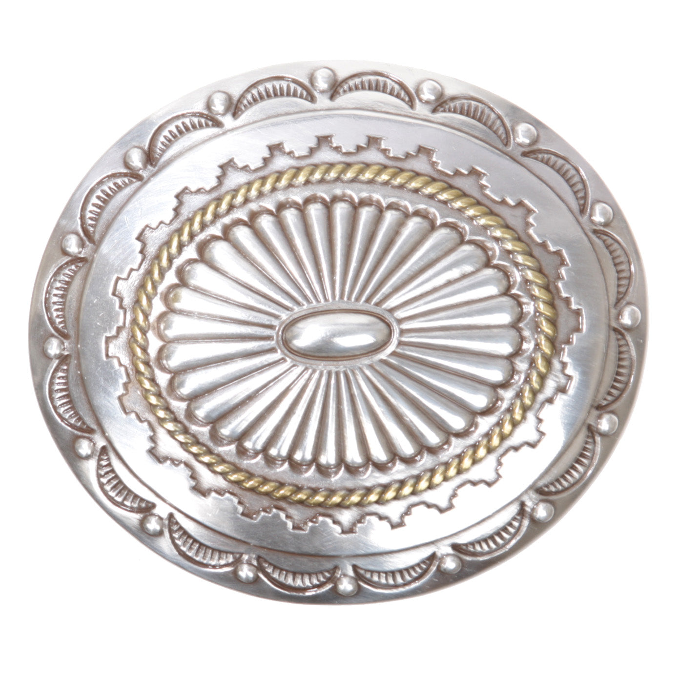 Western Oval Engraved Two Tone Belt Buckle - OnlineBelts