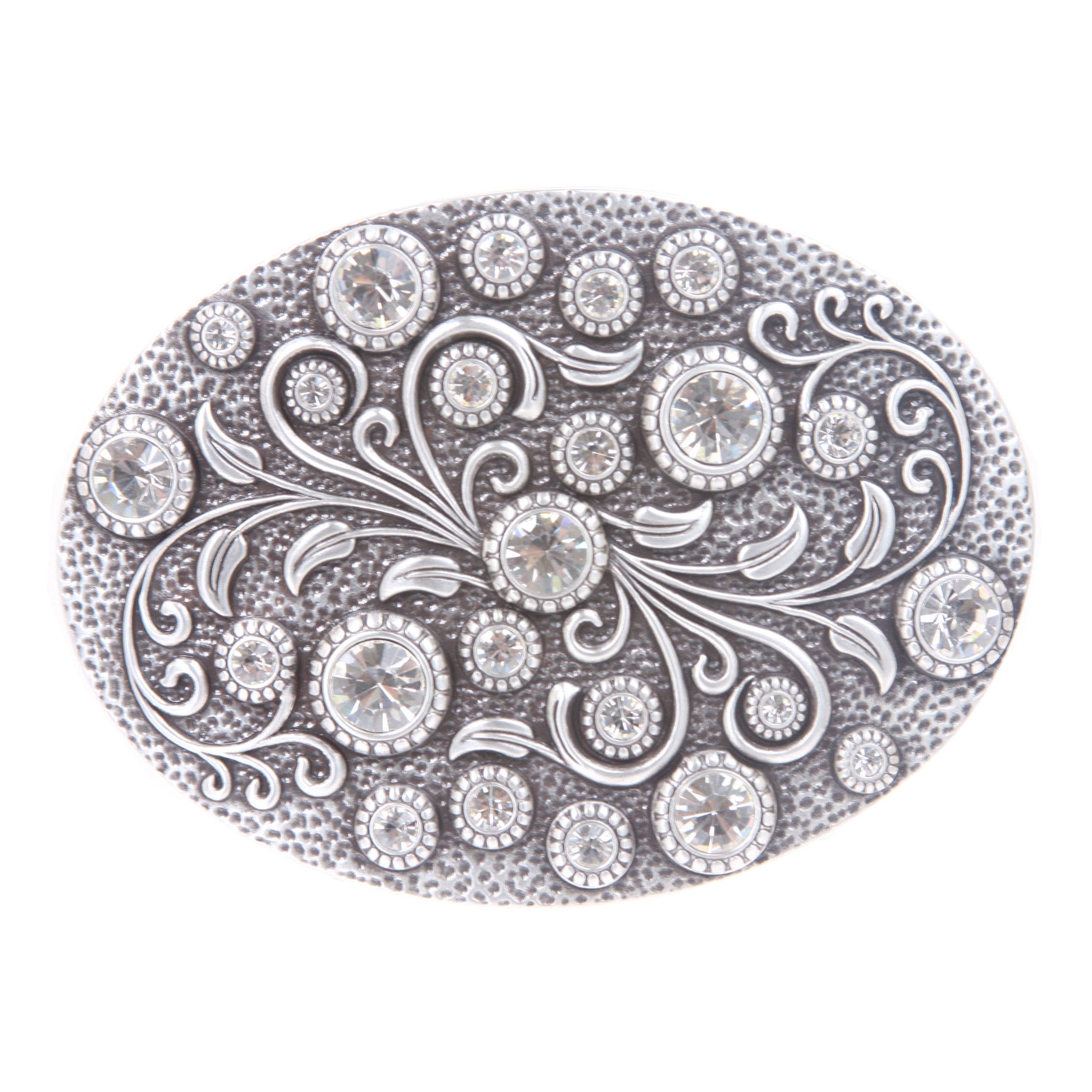 Women's Rhinestone Bling Flower Oval Belt Buckle - OnlineBelts