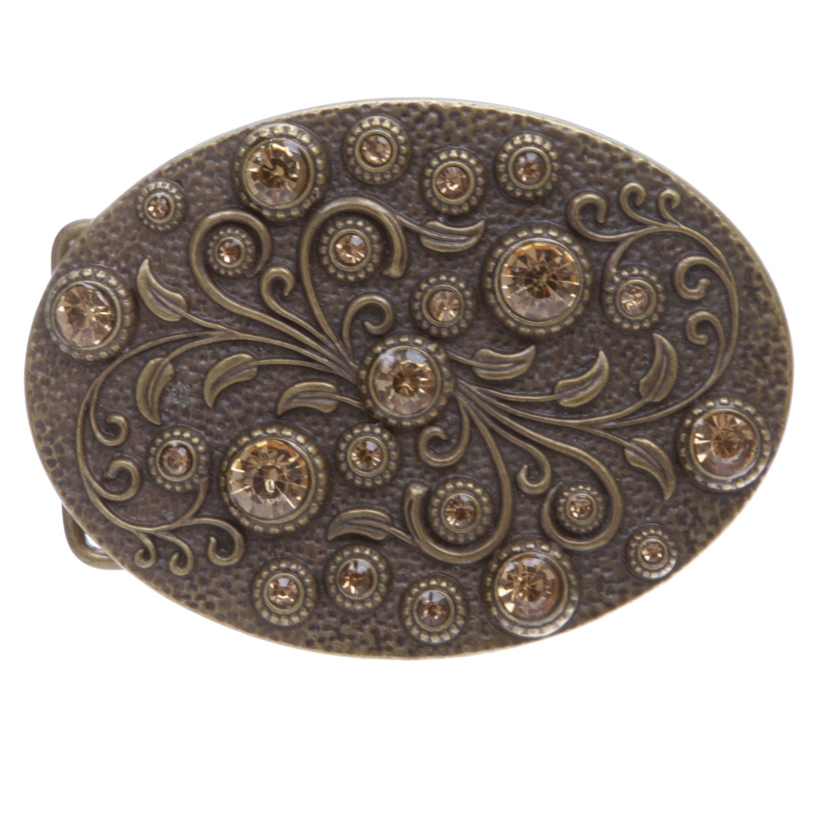 Women's Rhinestone Bling Flower Oval Belt Buckle - OnlineBelts