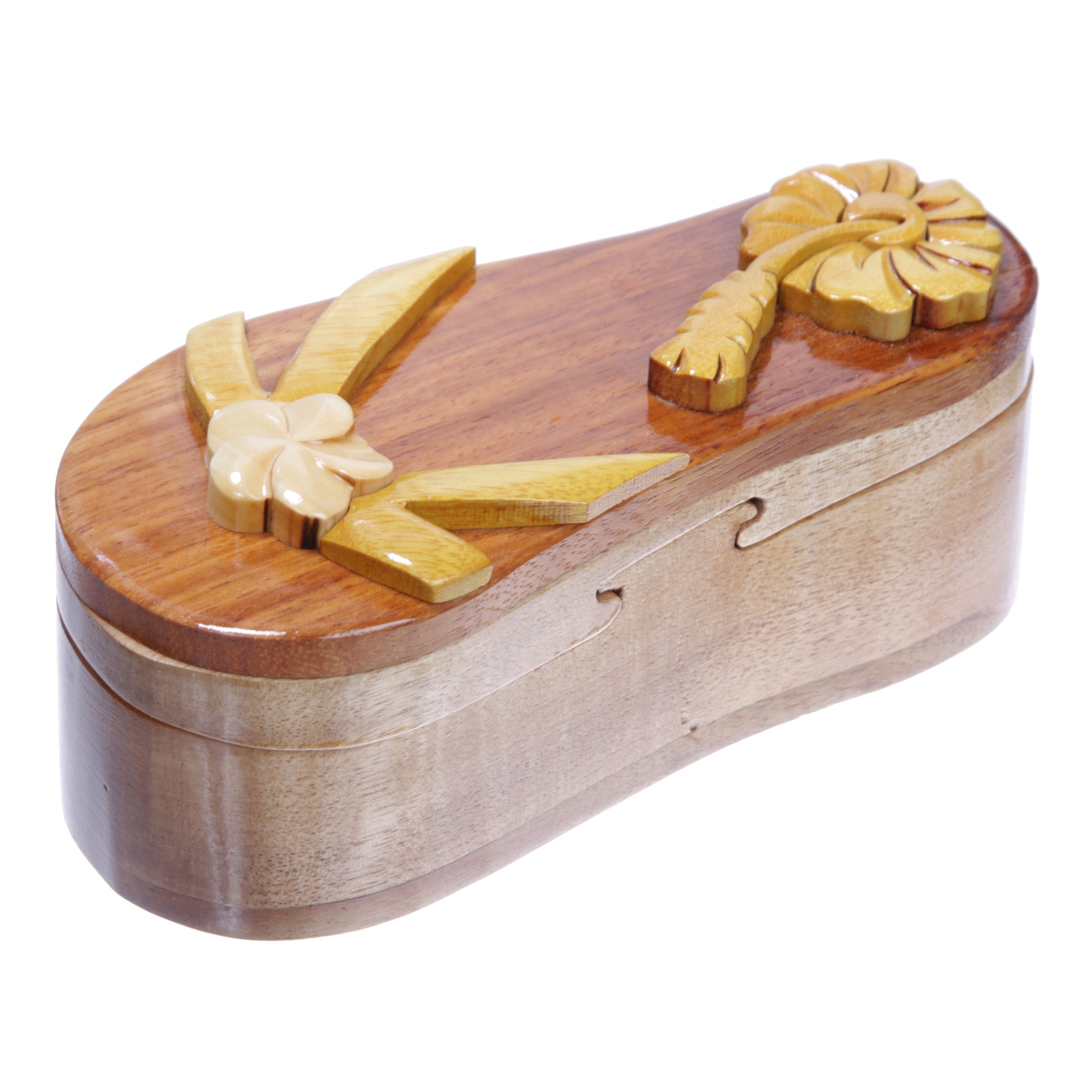 Handcrafted Wooden Shoe Shape Secret Jewelry Puzzle Box - Sandal - OnlineBelts
