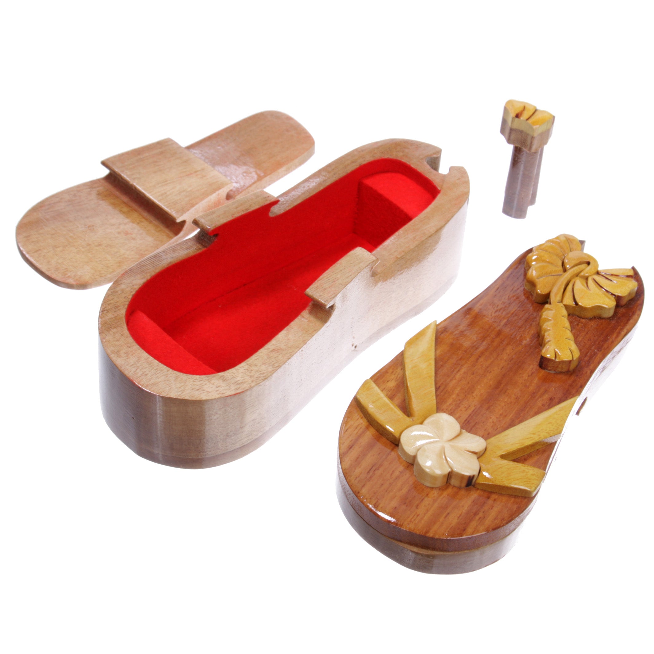 Handcrafted Wooden Shoe Shape Secret Jewelry Puzzle Box - Sandal - OnlineBelts