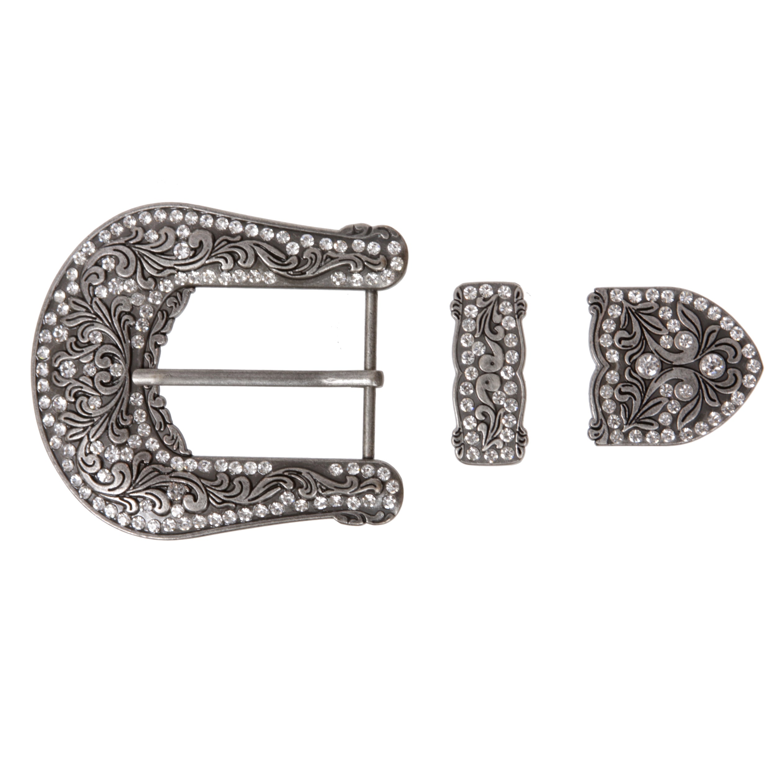 Western Floral Scroll Rhinestone Belt Buckle Set for Replacement Leather Craft - OnlineBelts
