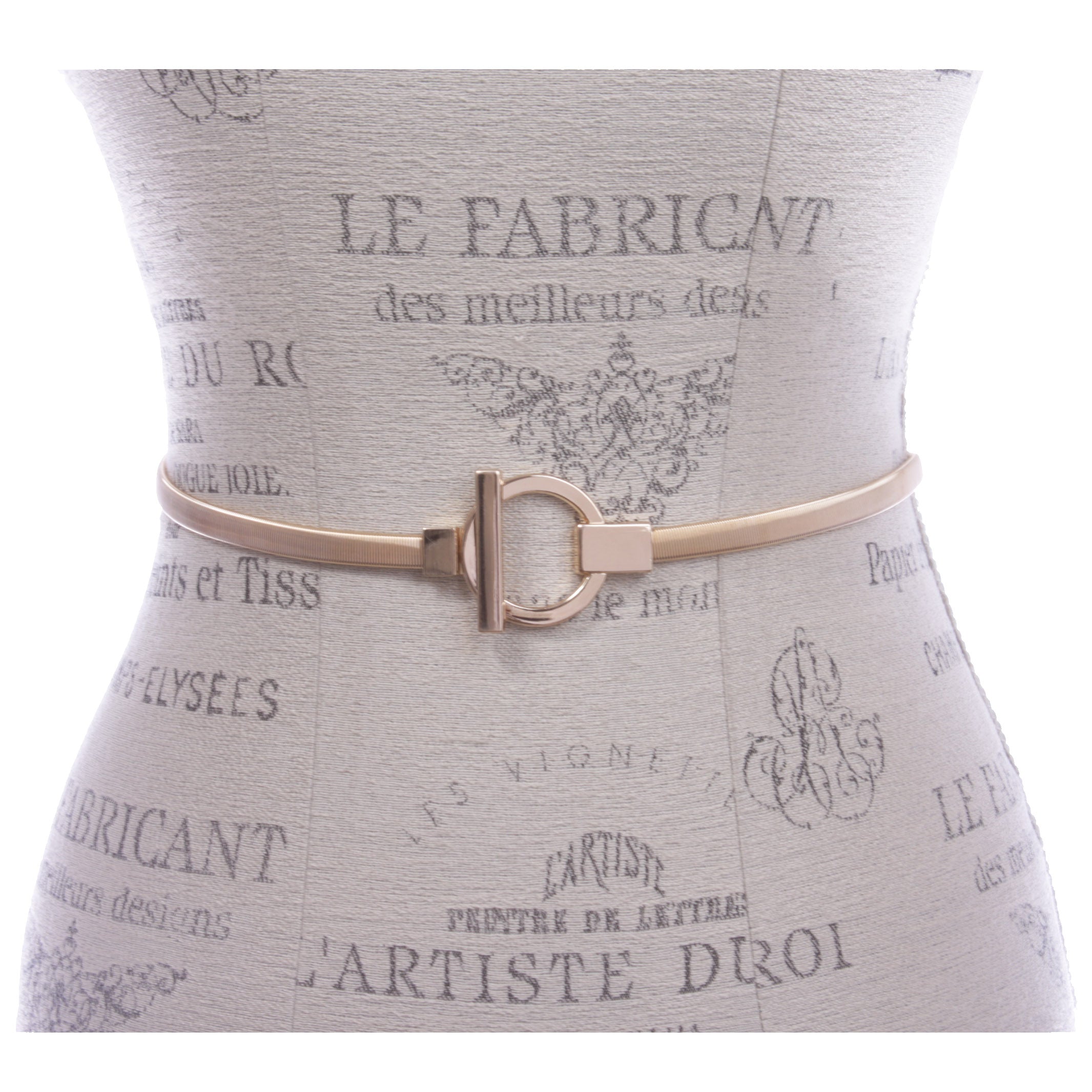 Women's Skinny Elastic Clasp Fastener Interlocking Buckle Chain Punk Wedding Belt Piece Stretch Waistband - OnlineBelts