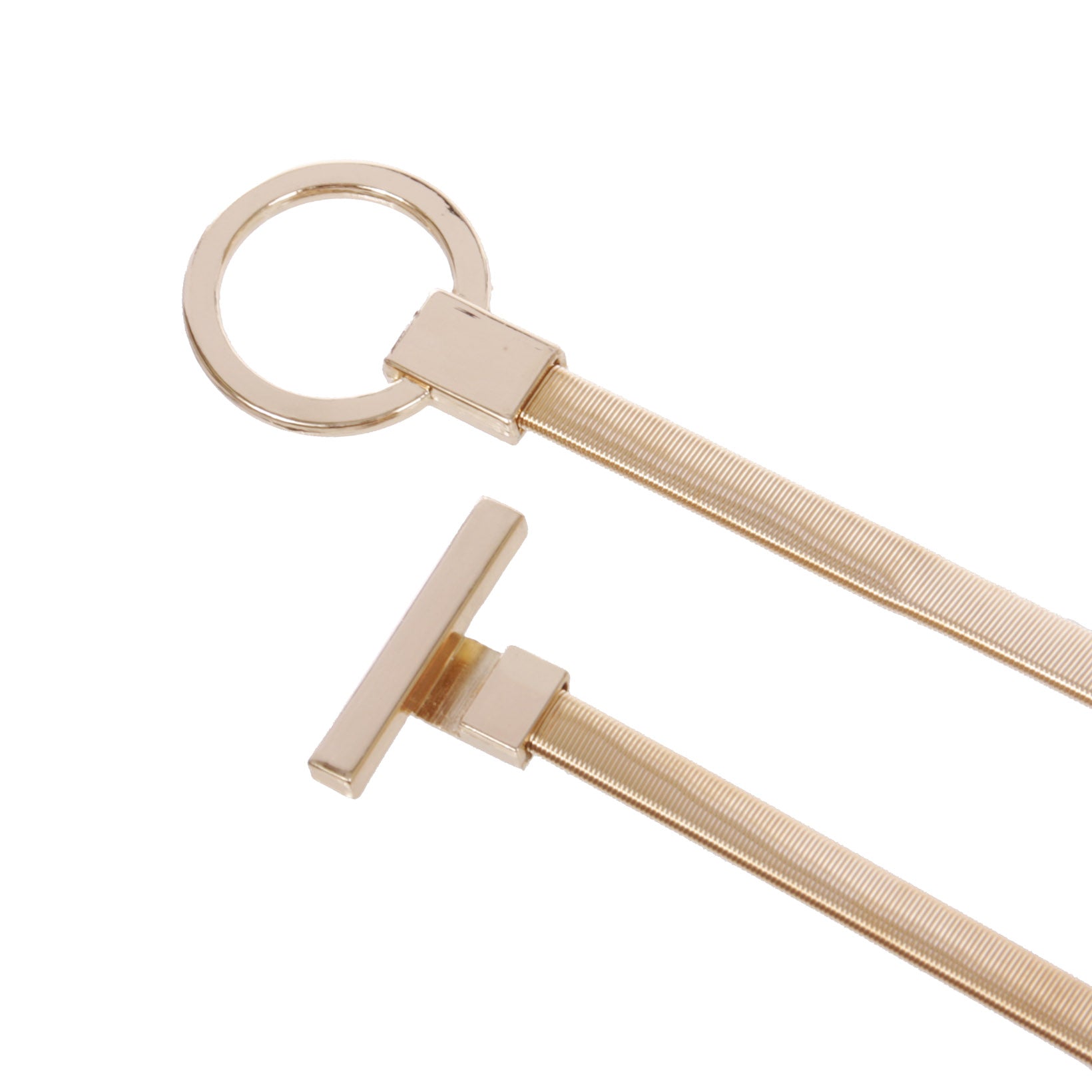 Women's Skinny Elastic Clasp Fastener Interlocking Buckle Chain Punk Wedding Belt Piece Stretch Waistband - OnlineBelts