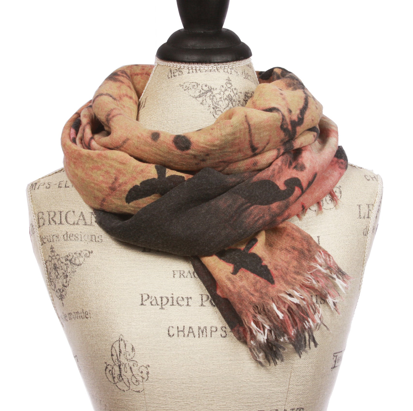 Womens Brid Print Mix Colored Light Weight Wide Shawl Wrap Cotton Scarf - OnlineBelts