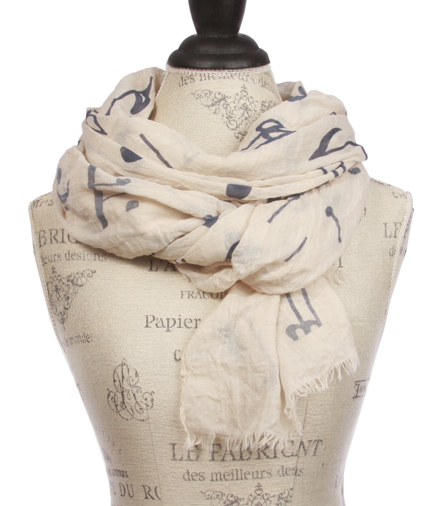 Womens Music Note Print Light Weight Wide Shawl Wrap Cotton Scarf - OnlineBelts