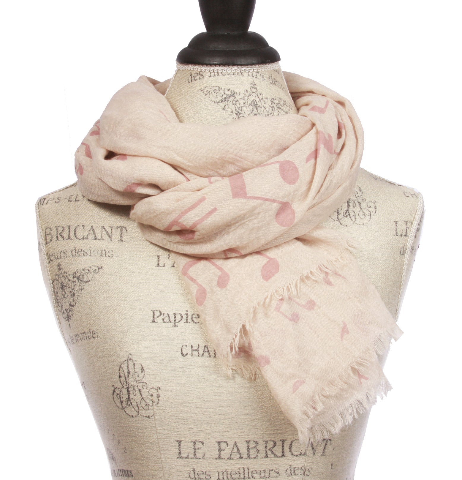 Womens Music Note Print Light Weight Wide Shawl Wrap Cotton Scarf - OnlineBelts