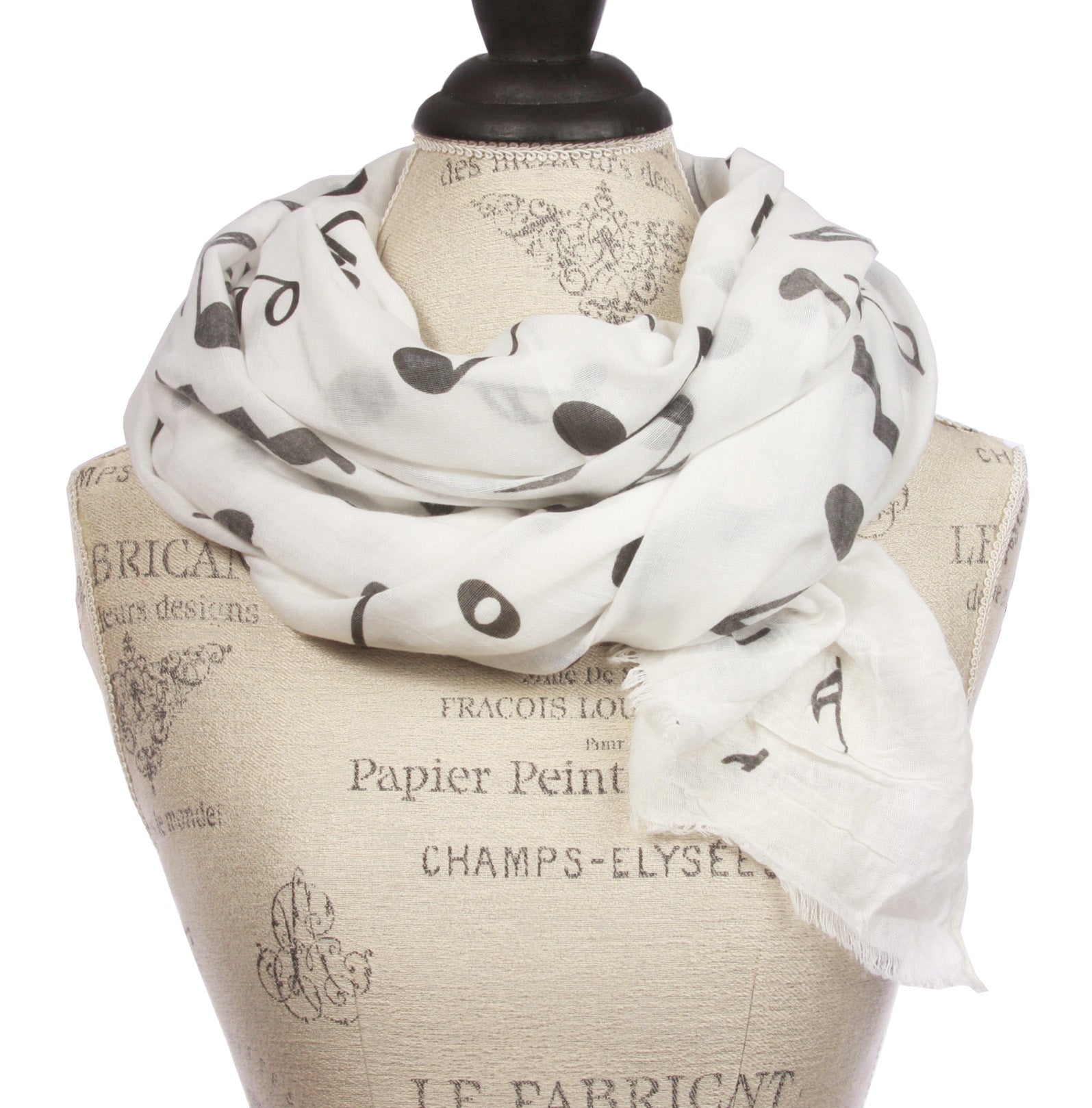 Womens Music Note Print Light Weight Wide Shawl Wrap Cotton Scarf - OnlineBelts