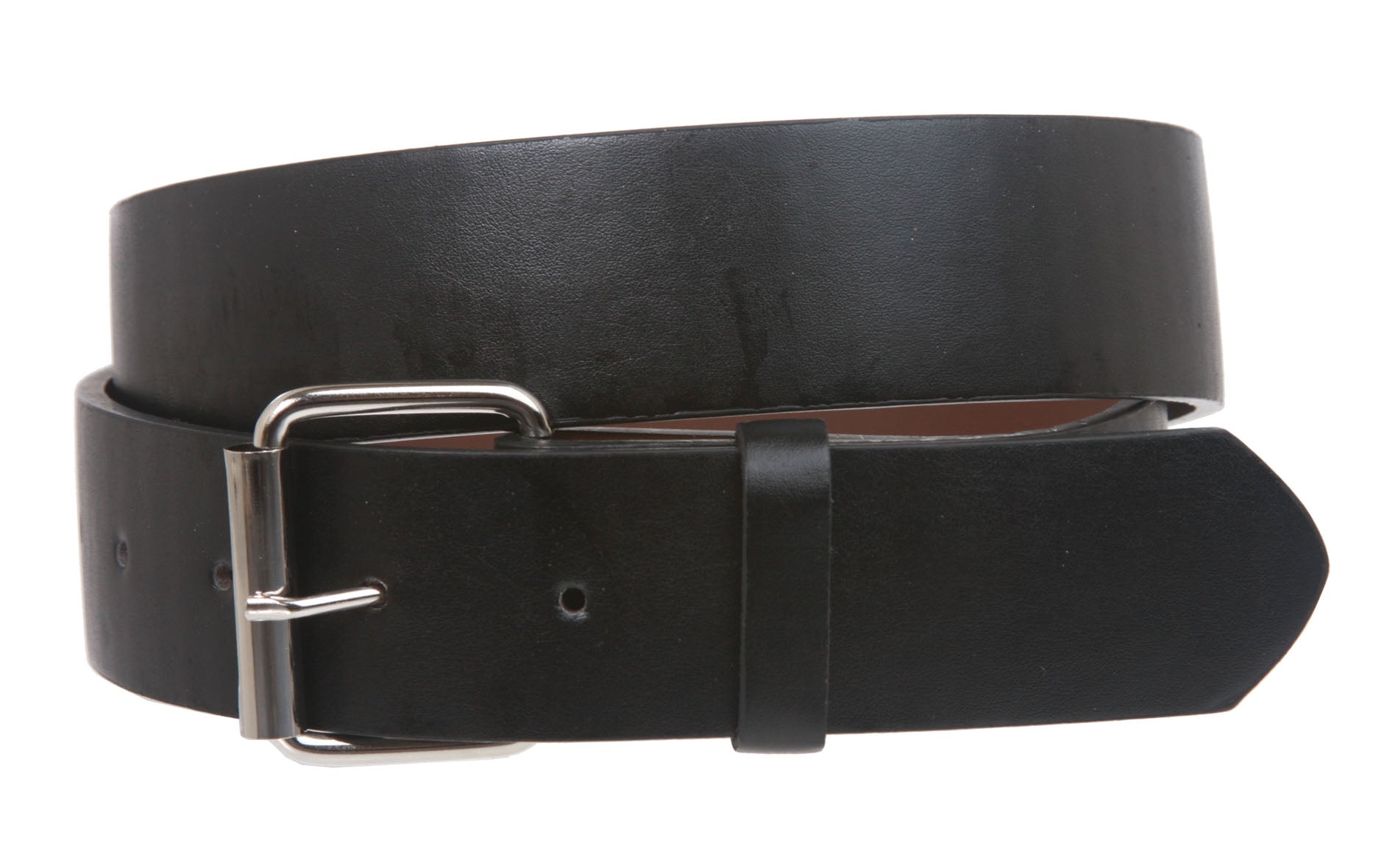 1 1/2" (38mm) Snap On Plain Leather Jean Belt With Roller Buckle - OnlineBelts