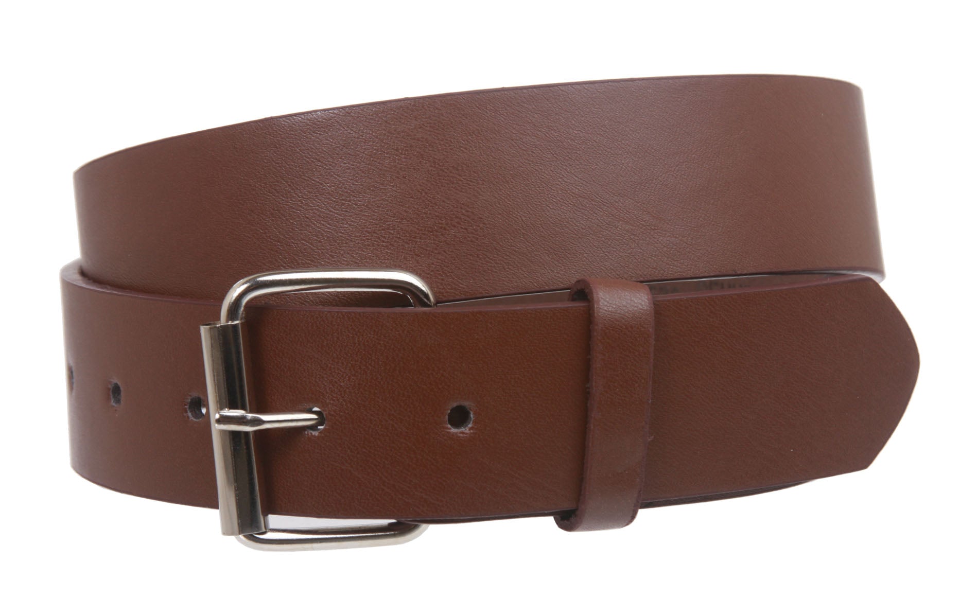 Big & Tall 1 1/2" (38mm) Snap On Plain Leather Jean Belt With Roller Buckle -Plus Sizes - OnlineBelts