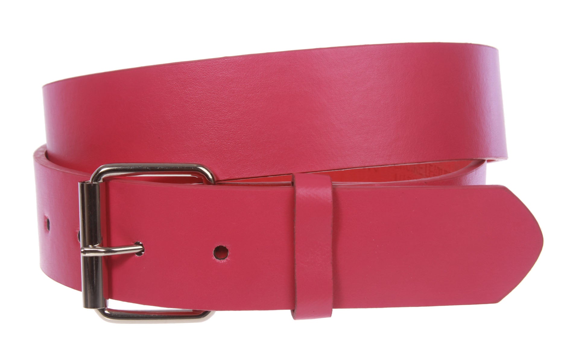 1 1/2" (38mm) Snap On Plain Leather Jean Belt With Roller Buckle - OnlineBelts