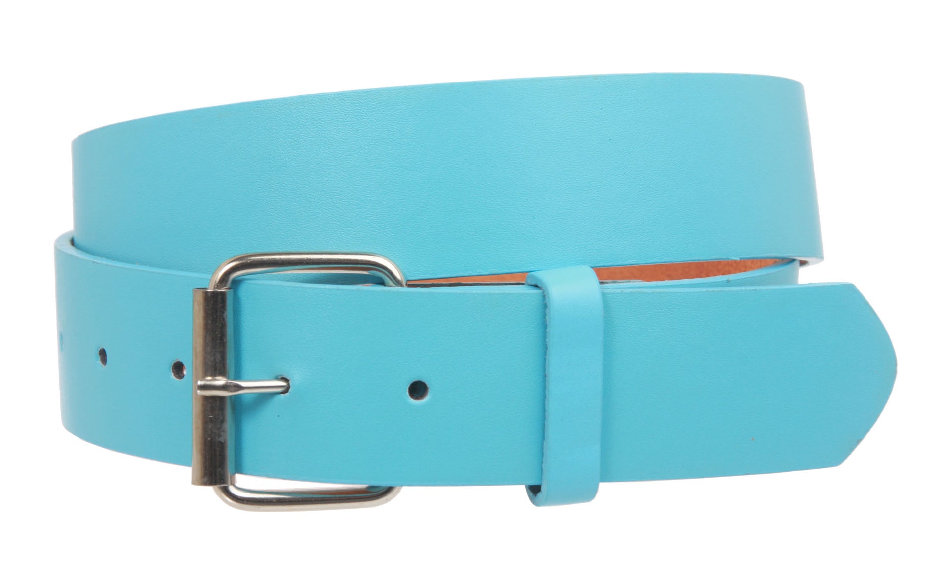 1 1/2" (38mm) Snap On Plain Leather Jean Belt With Roller Buckle - OnlineBelts