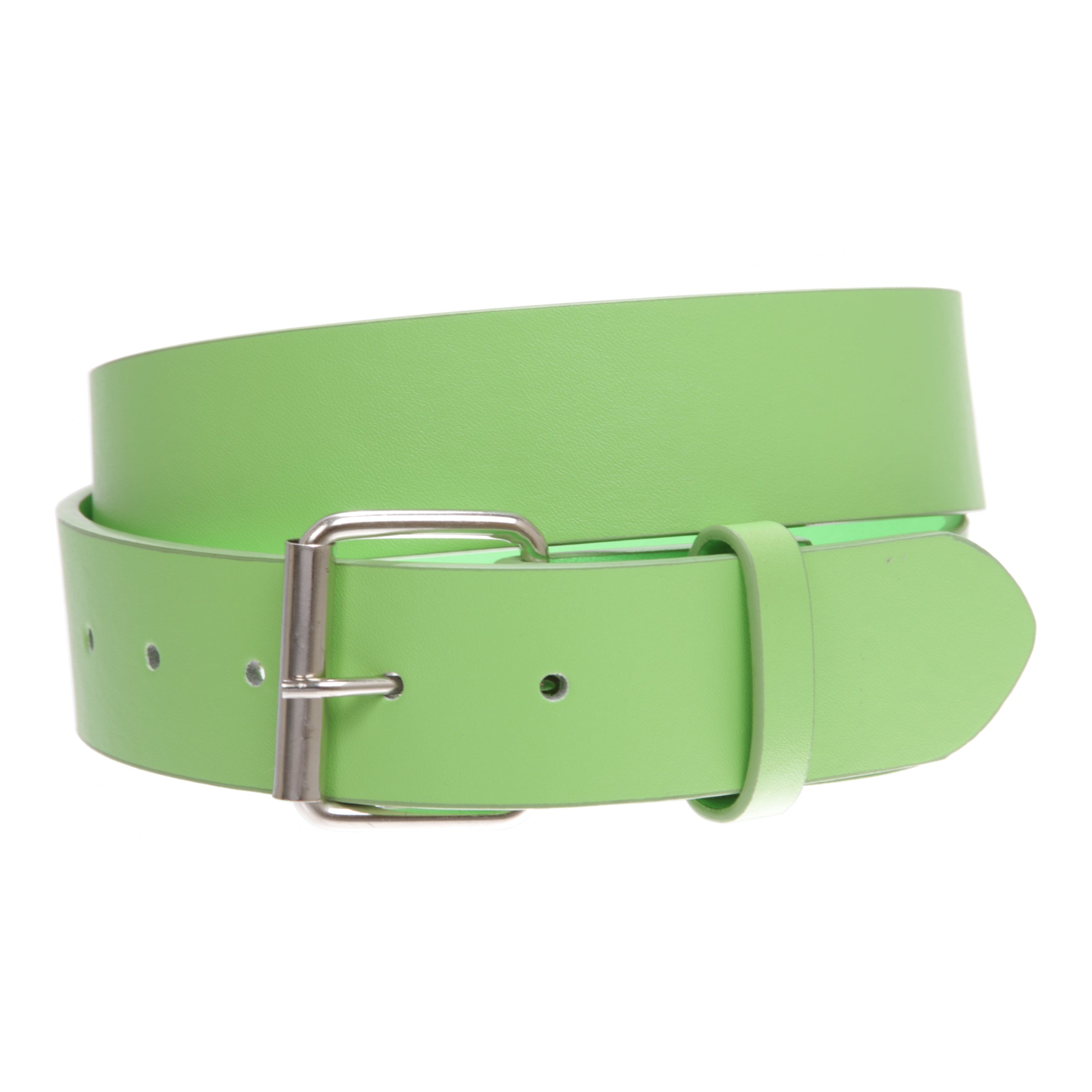 1 1/2" (38mm) Snap On Plain Leather Jean Belt With Roller Buckle - OnlineBelts