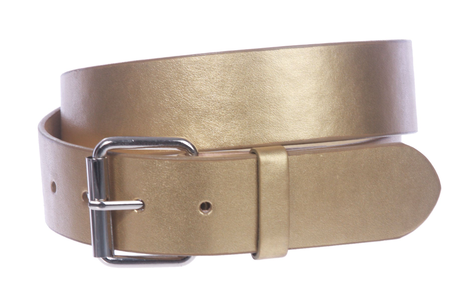 Big & Tall 1 1/2" (38mm) Snap On Plain Leather Jean Belt With Roller Buckle -Plus Sizes - OnlineBelts