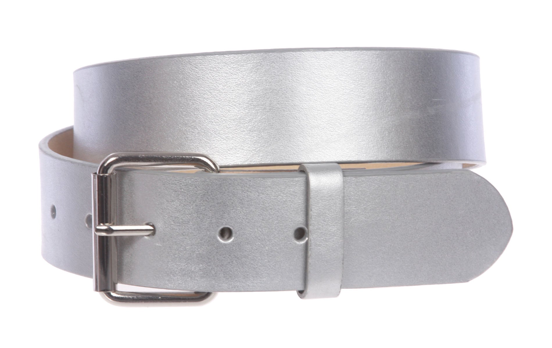 1 1/2" (38mm) Snap On Plain Leather Jean Belt With Roller Buckle - OnlineBelts