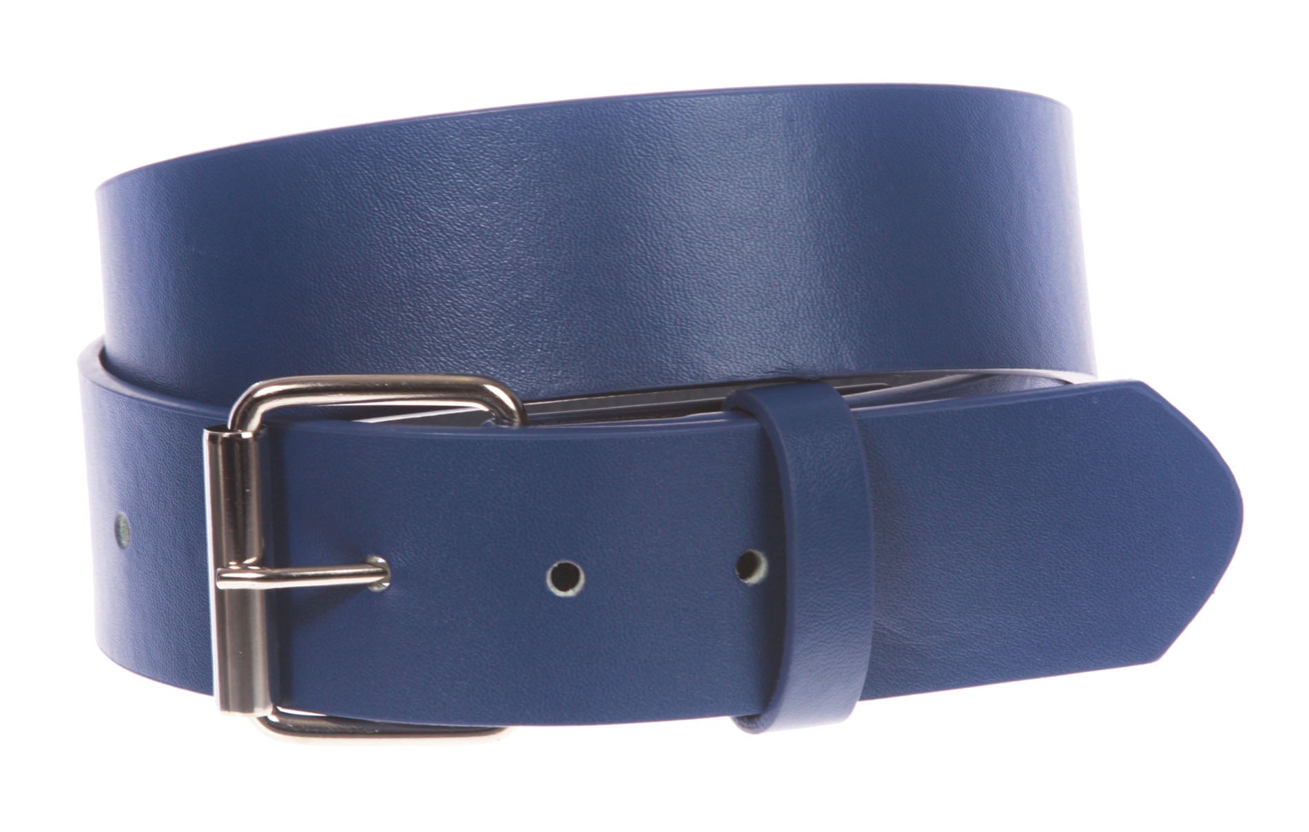 1 1/2" (38mm) Snap On Plain Leather Jean Belt With Roller Buckle - OnlineBelts