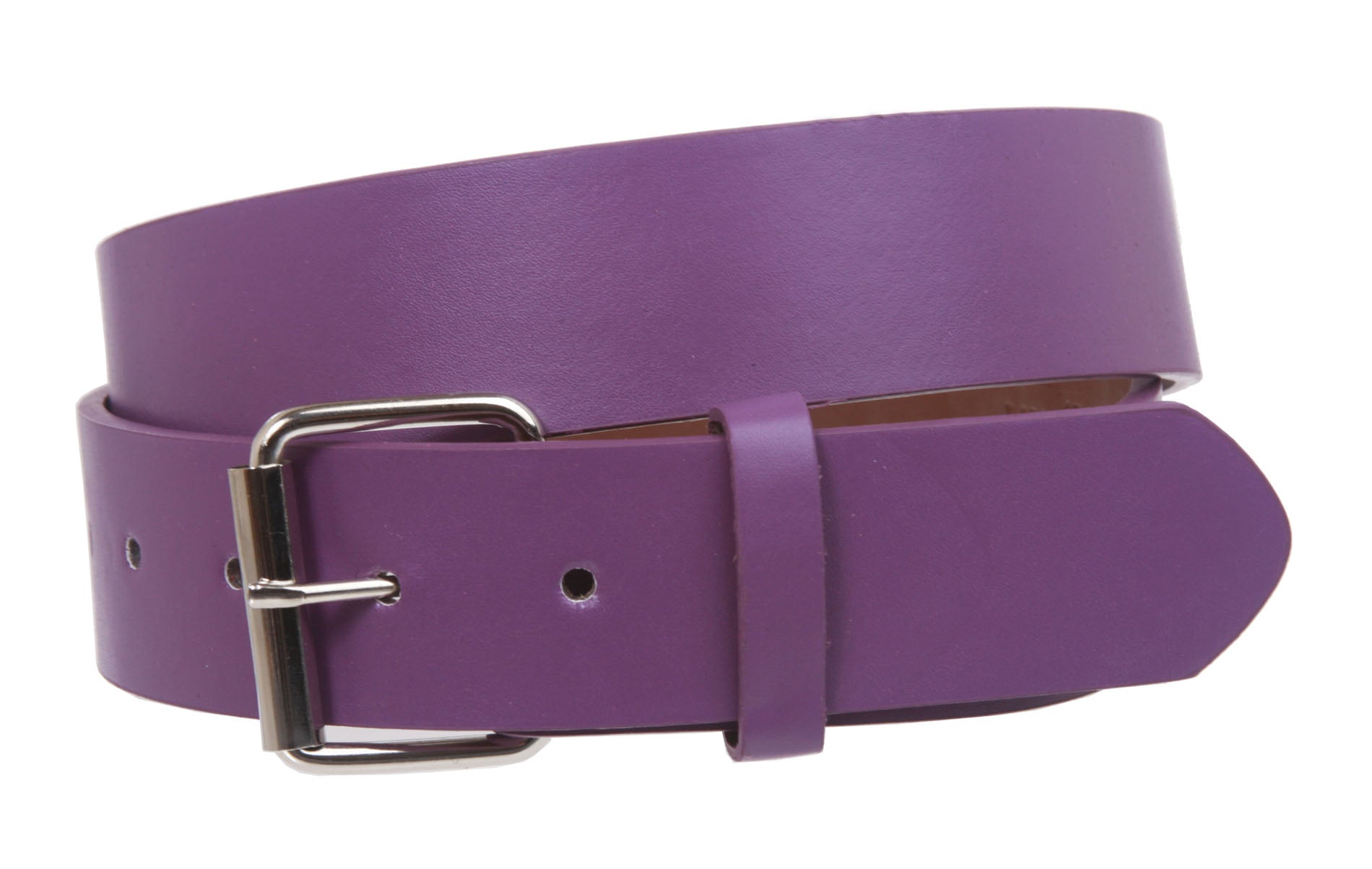 1 1/2" (38mm) Snap On Plain Leather Jean Belt With Roller Buckle - OnlineBelts