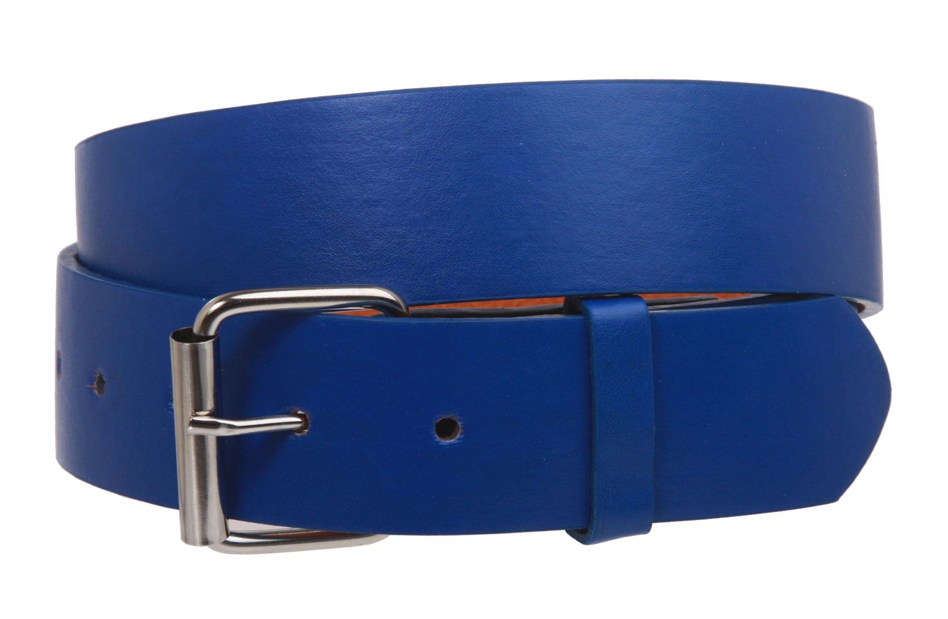 1 1/2" (38mm) Snap On Plain Leather Jean Belt With Roller Buckle - OnlineBelts