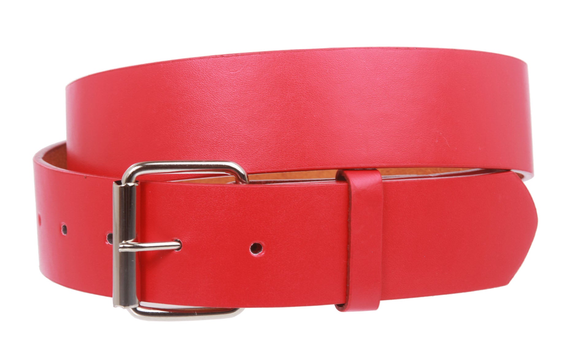 1 1/2" (38mm) Snap On Plain Leather Jean Belt With Roller Buckle - OnlineBelts