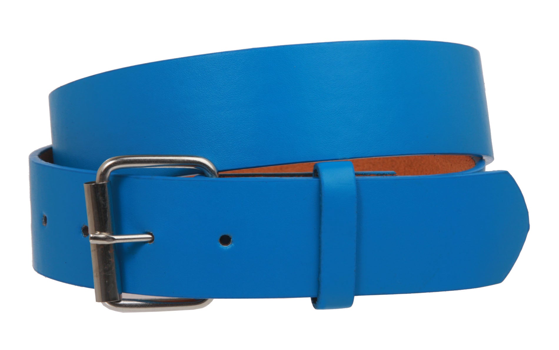 1 1/2" (38mm) Snap On Plain Leather Jean Belt With Roller Buckle - OnlineBelts