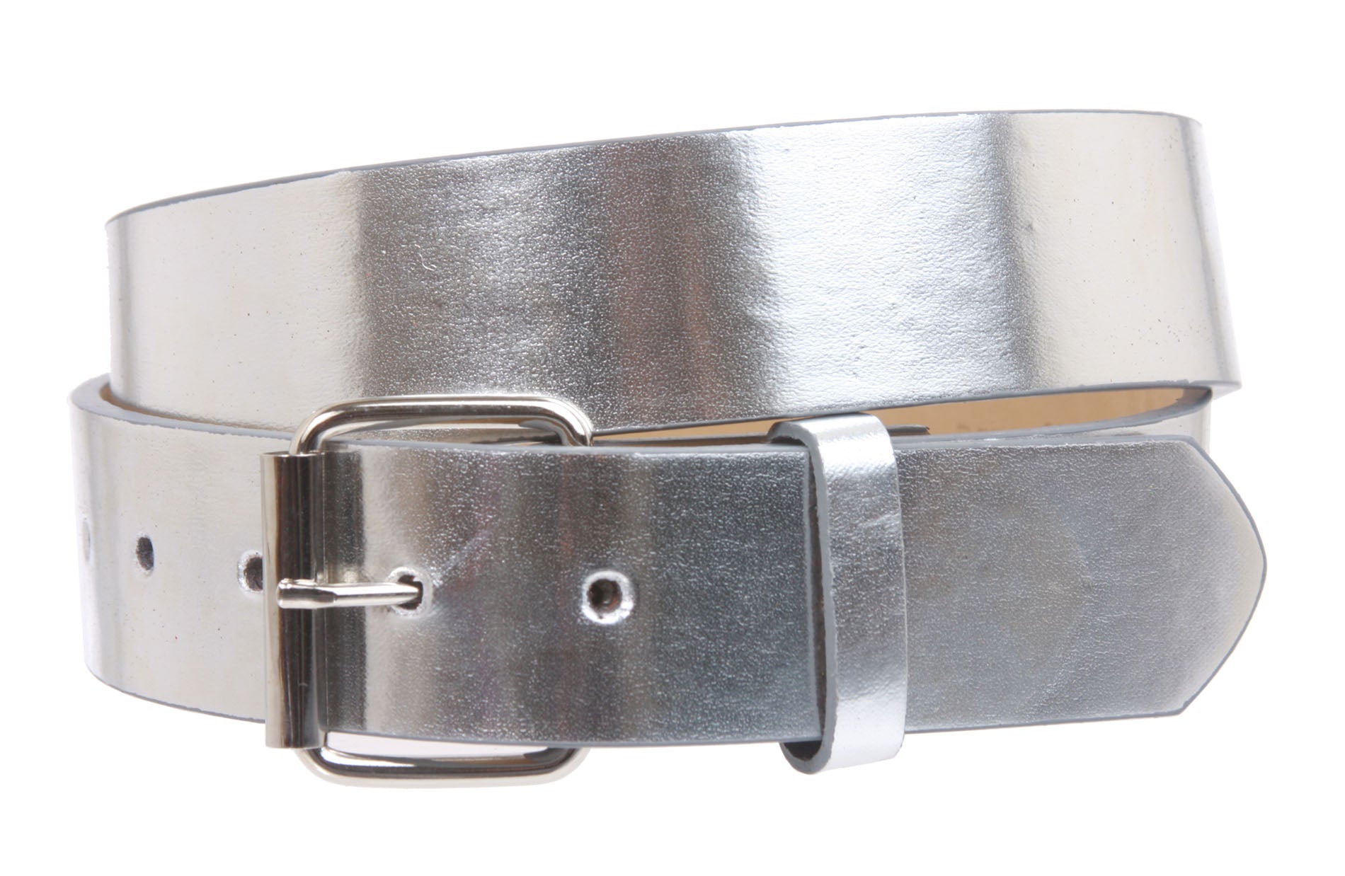 1 1/2" (38mm) Snap On Plain Leather Jean Belt With Roller Buckle - OnlineBelts