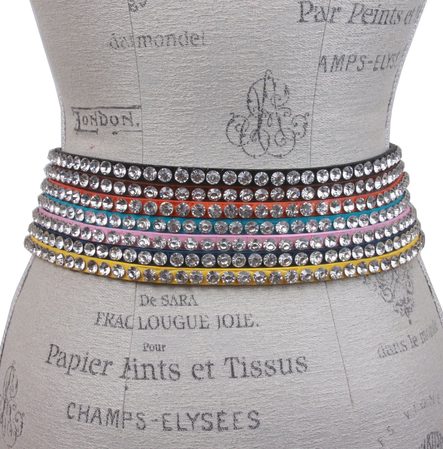 Women's 3/8" (9 mm) Skinny Rhinestone Leather Dress Belt - OnlineBelts