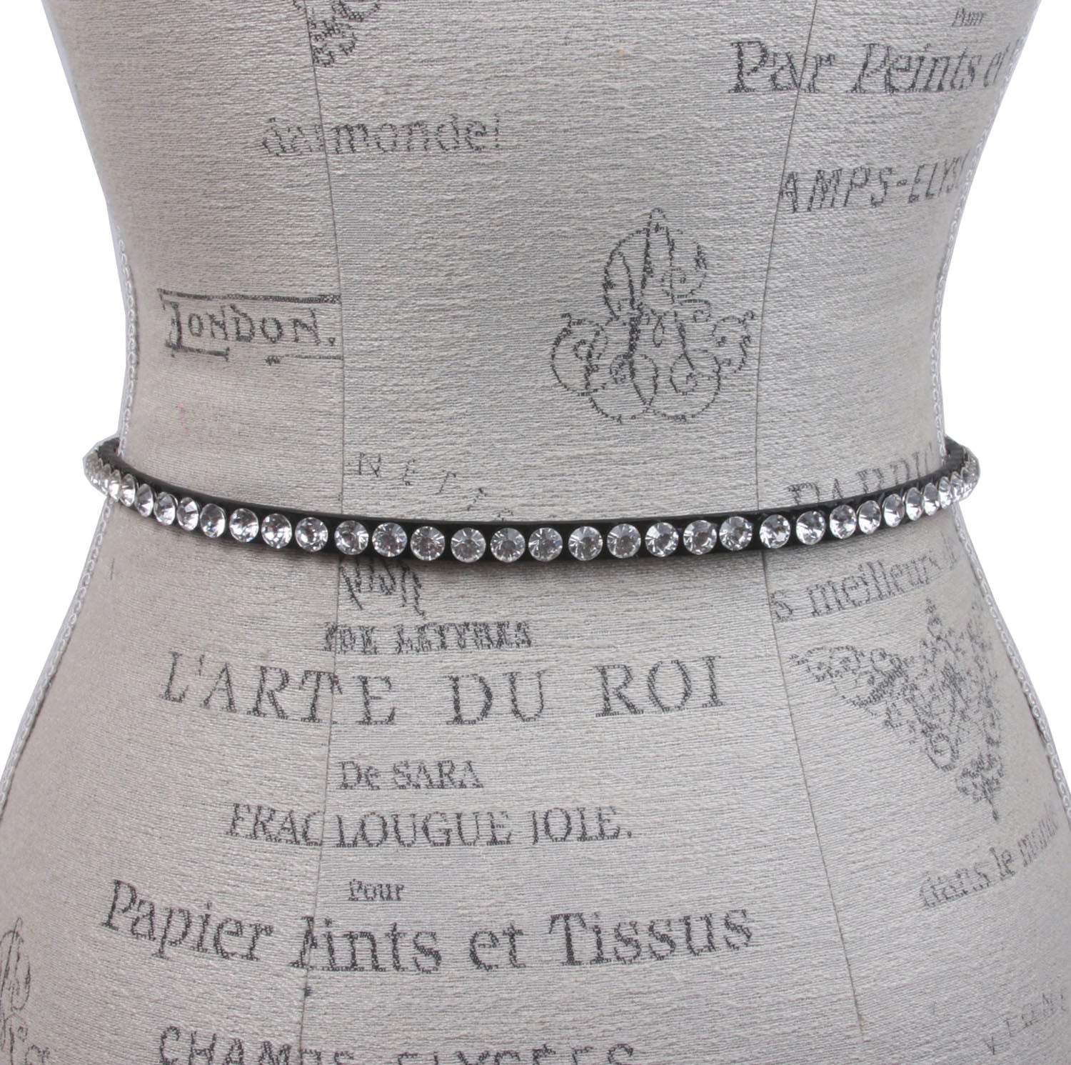 Women's 3/8" (9 mm) Skinny Rhinestone Leather Dress Belt - OnlineBelts