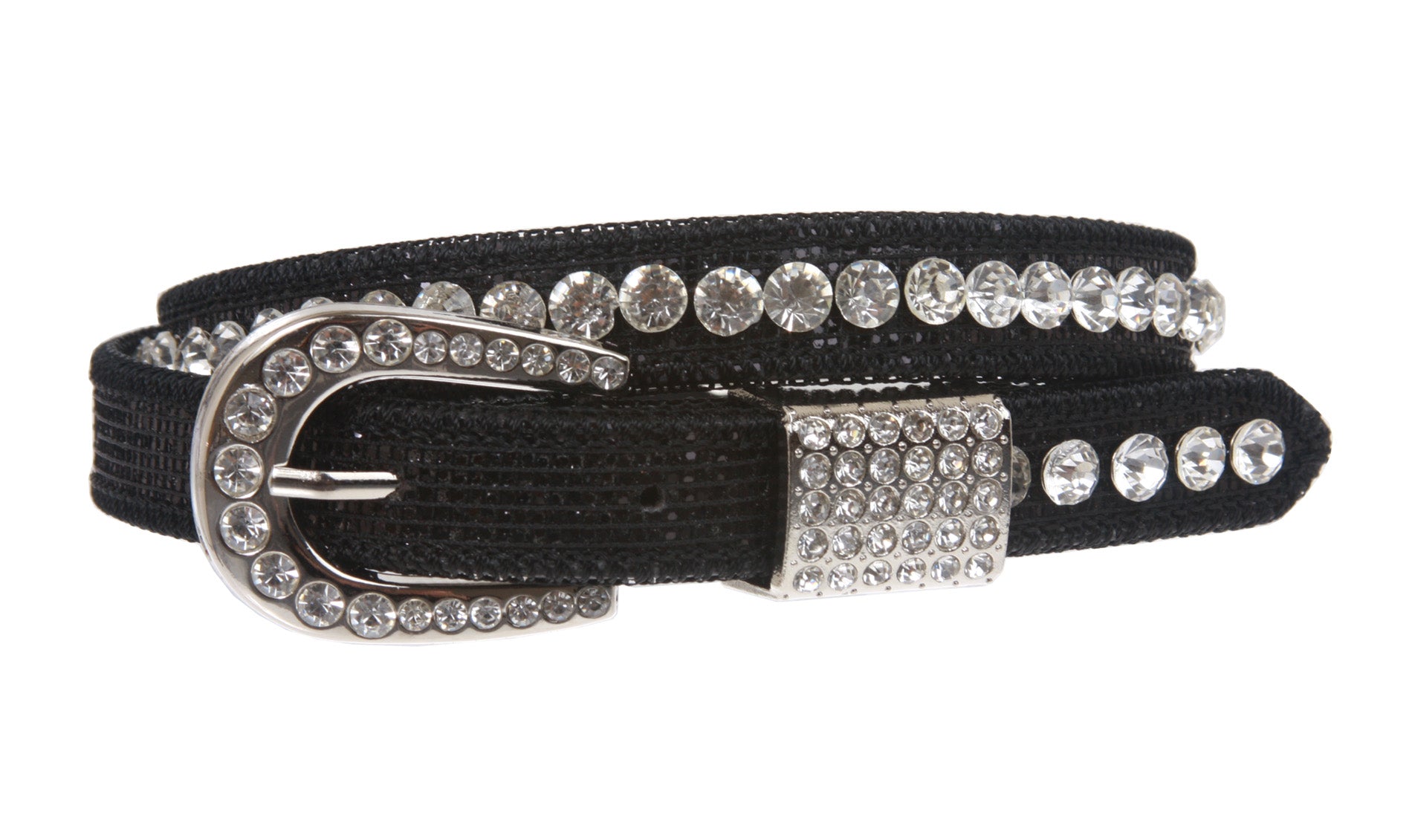 Kids 3/4" (20 mm) Western Cowgirl Rhinestone Studded Skinny Belt - OnlineBelts