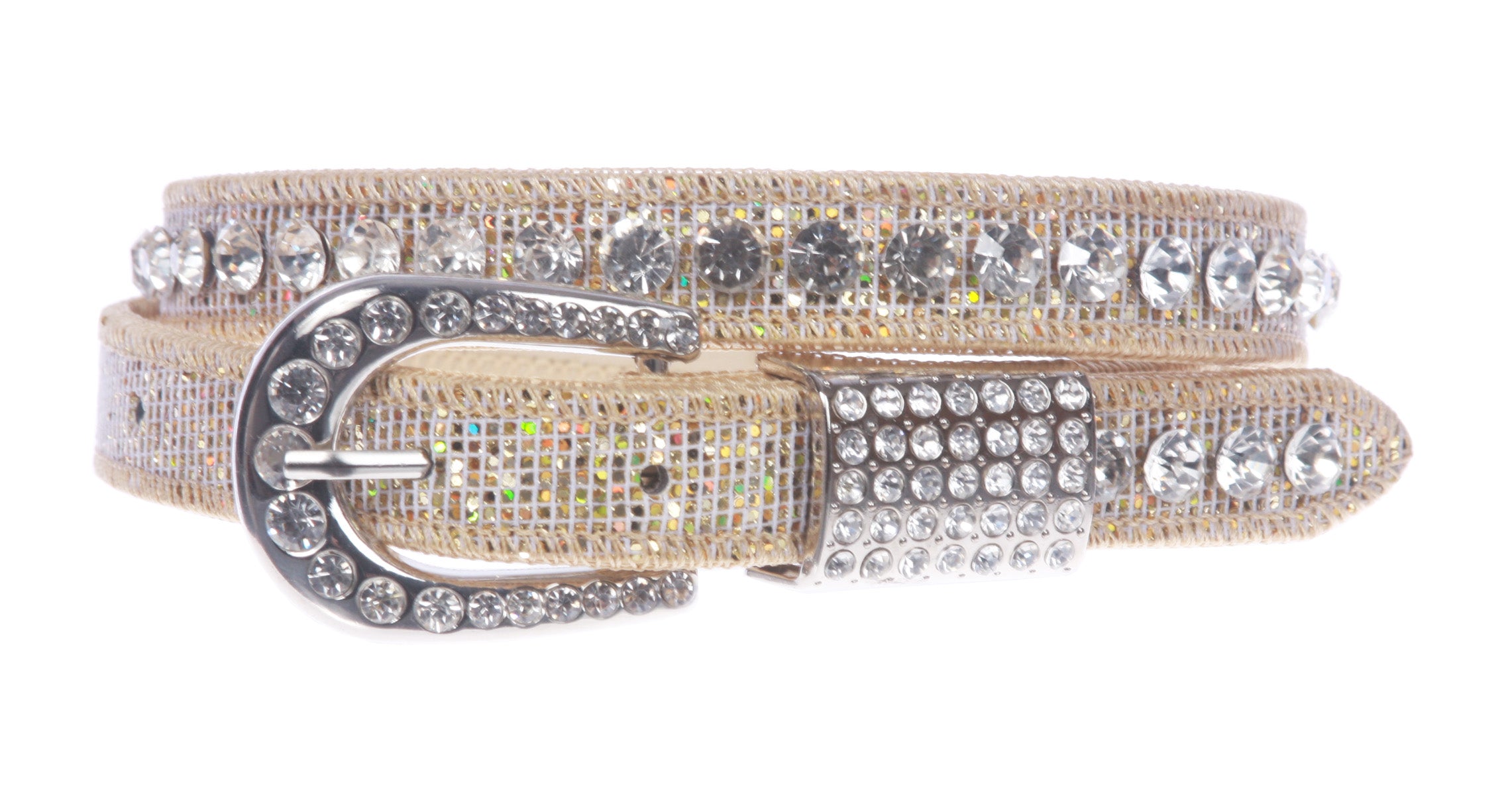 Kids 3/4" (20 mm) Western Cowgirl Rhinestone Studded Skinny Belt - OnlineBelts