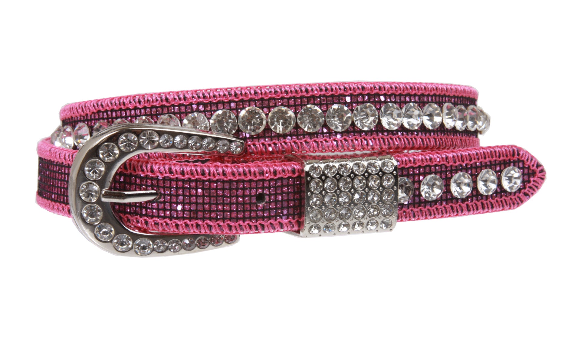 Kids 3/4" (20 mm) Western Cowgirl Rhinestone Studded Skinny Belt - OnlineBelts