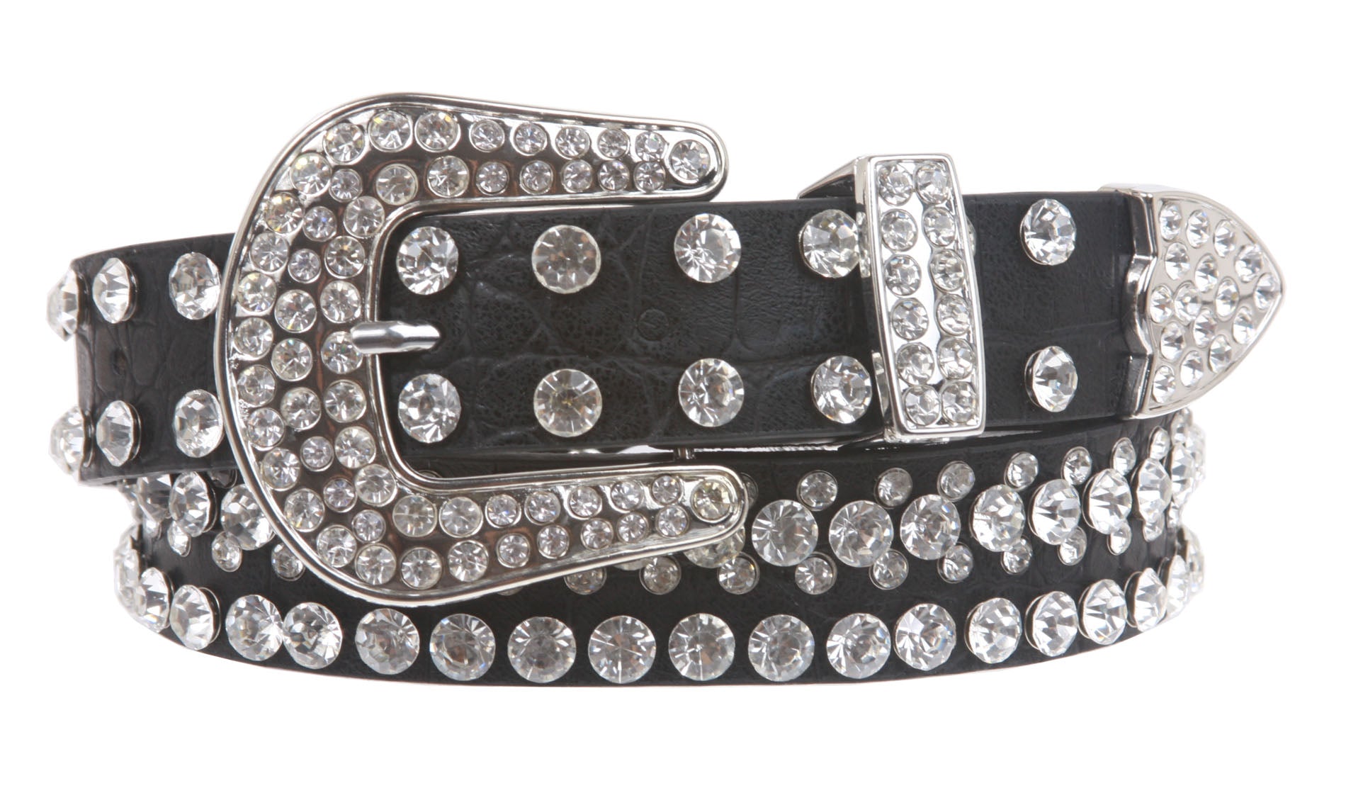 Kids 1 1/16" (27 mm) Western Cowgirl Rhinestone Studded Skinny Belt - OnlineBelts