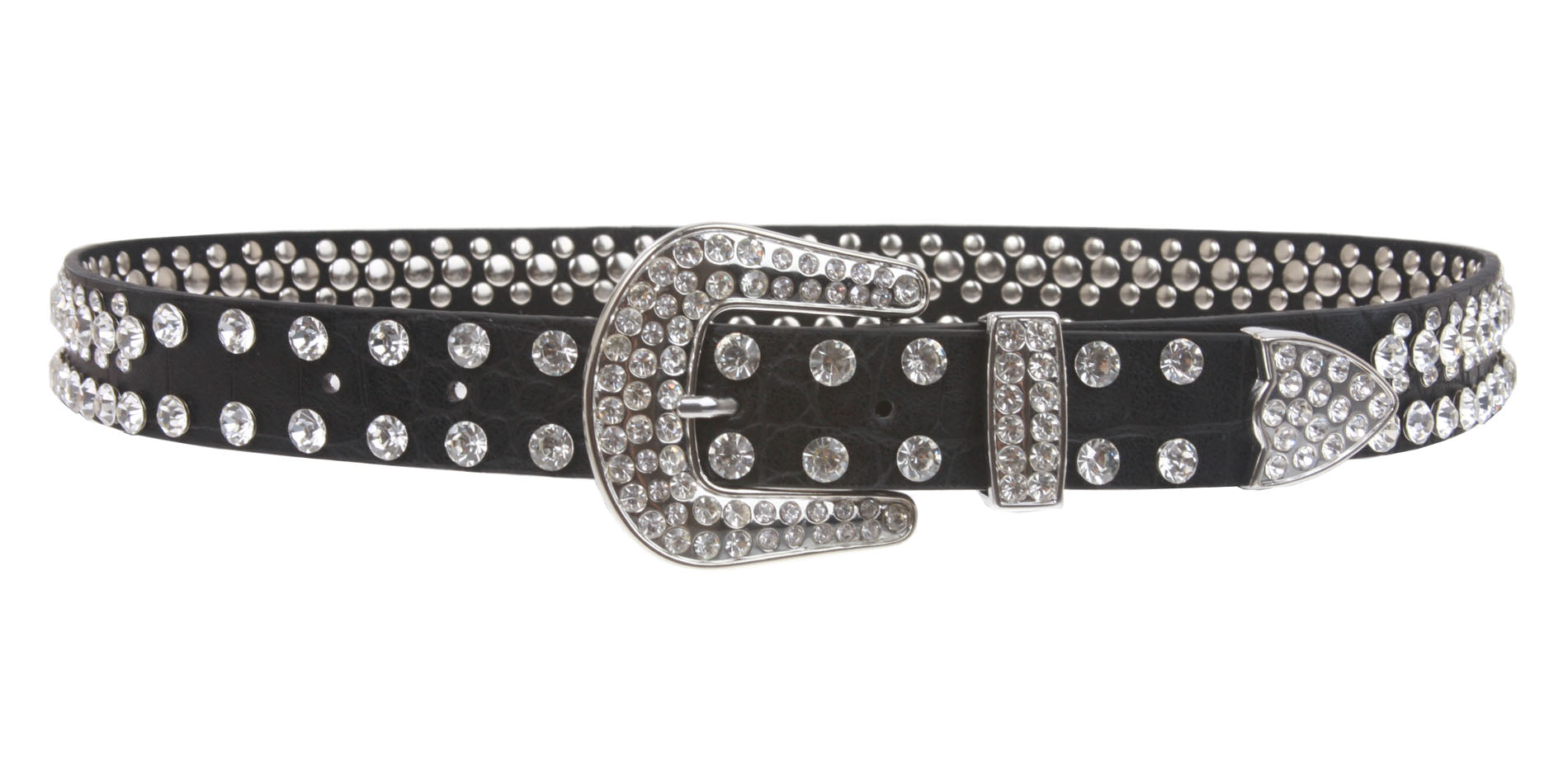 Kids 1 1/16" (27 mm) Western Cowgirl Rhinestone Studded Skinny Belt - OnlineBelts