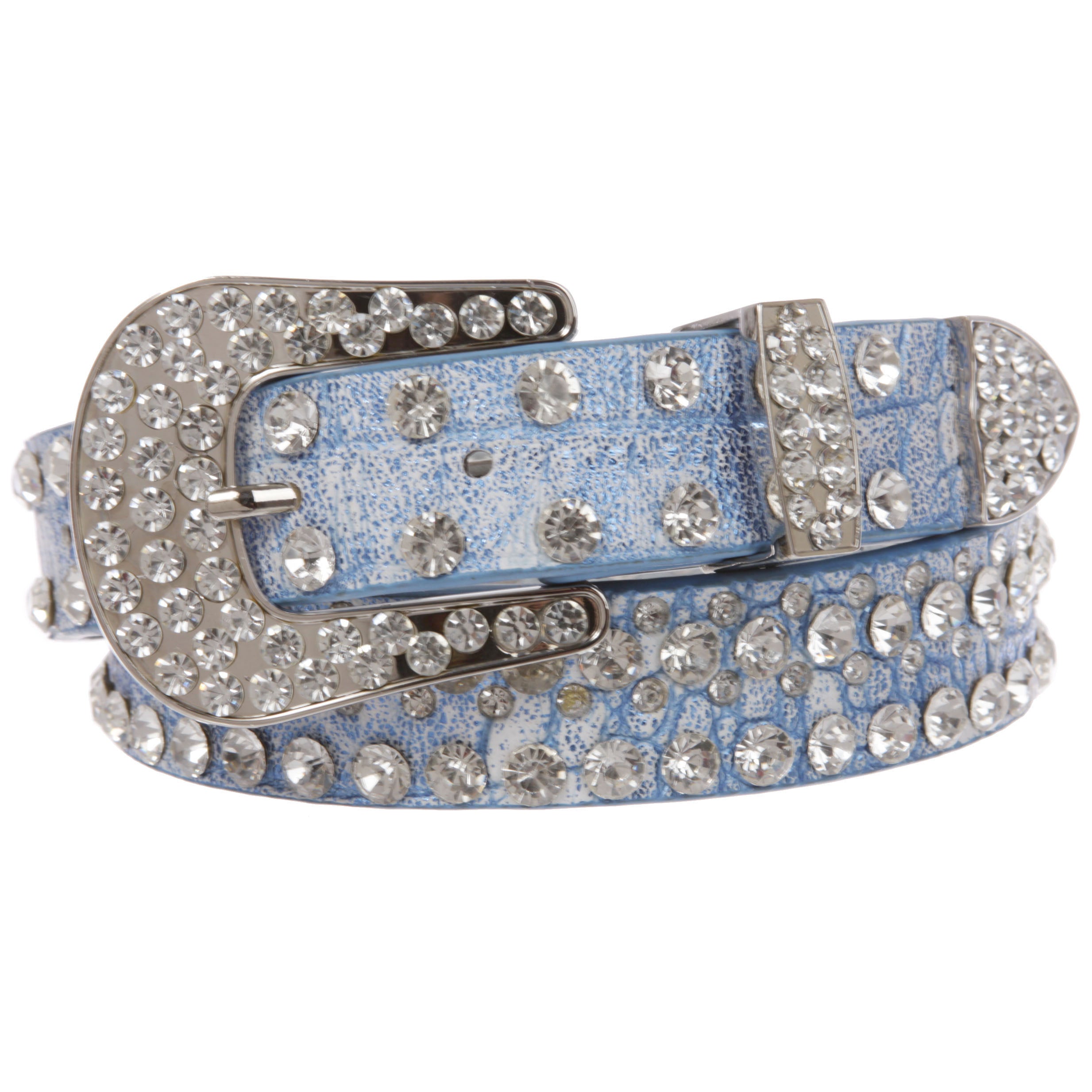 Kids 1 1/16" (27 mm) Western Cowgirl Rhinestone Studded Skinny Belt - OnlineBelts