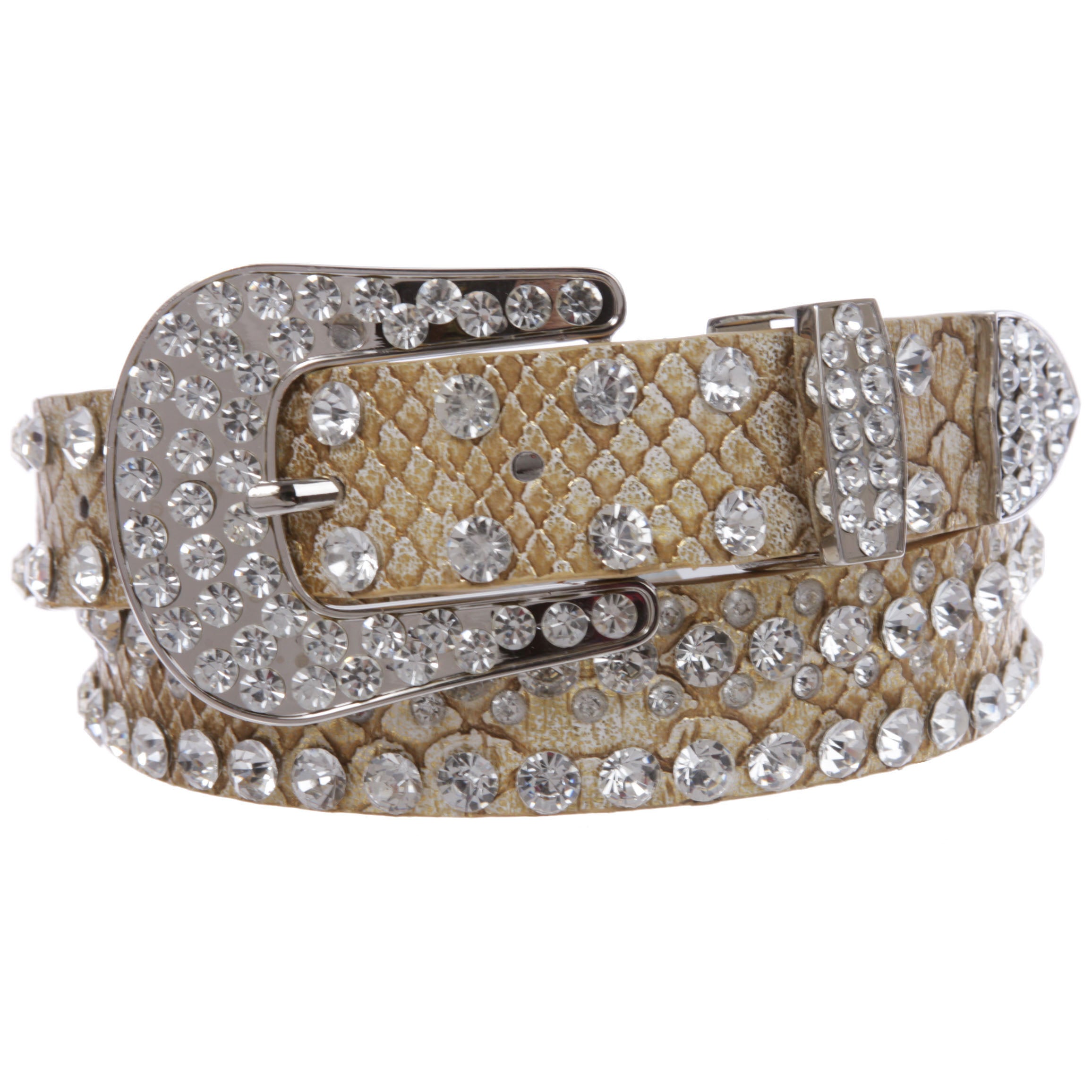 Kids 1 1/16" (27 mm) Western Cowgirl Rhinestone Studded Skinny Belt - OnlineBelts