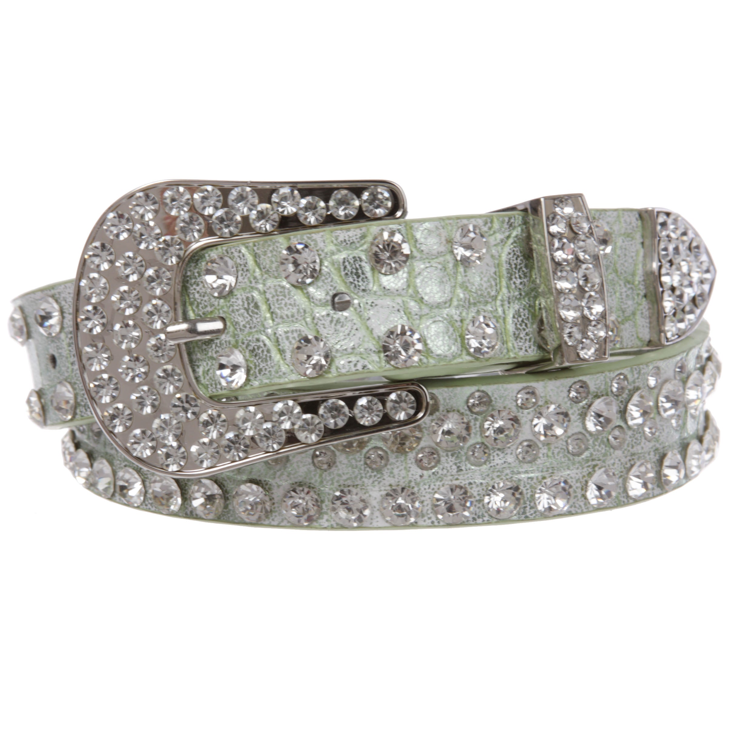 Kids 1 1/16" (27 mm) Western Cowgirl Rhinestone Studded Skinny Belt - OnlineBelts